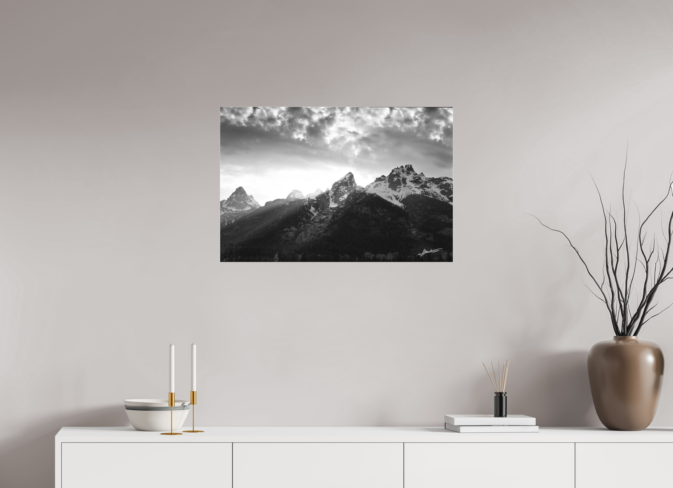30 x 20″, Ilford BW Acrylic Nostalgic Tetons