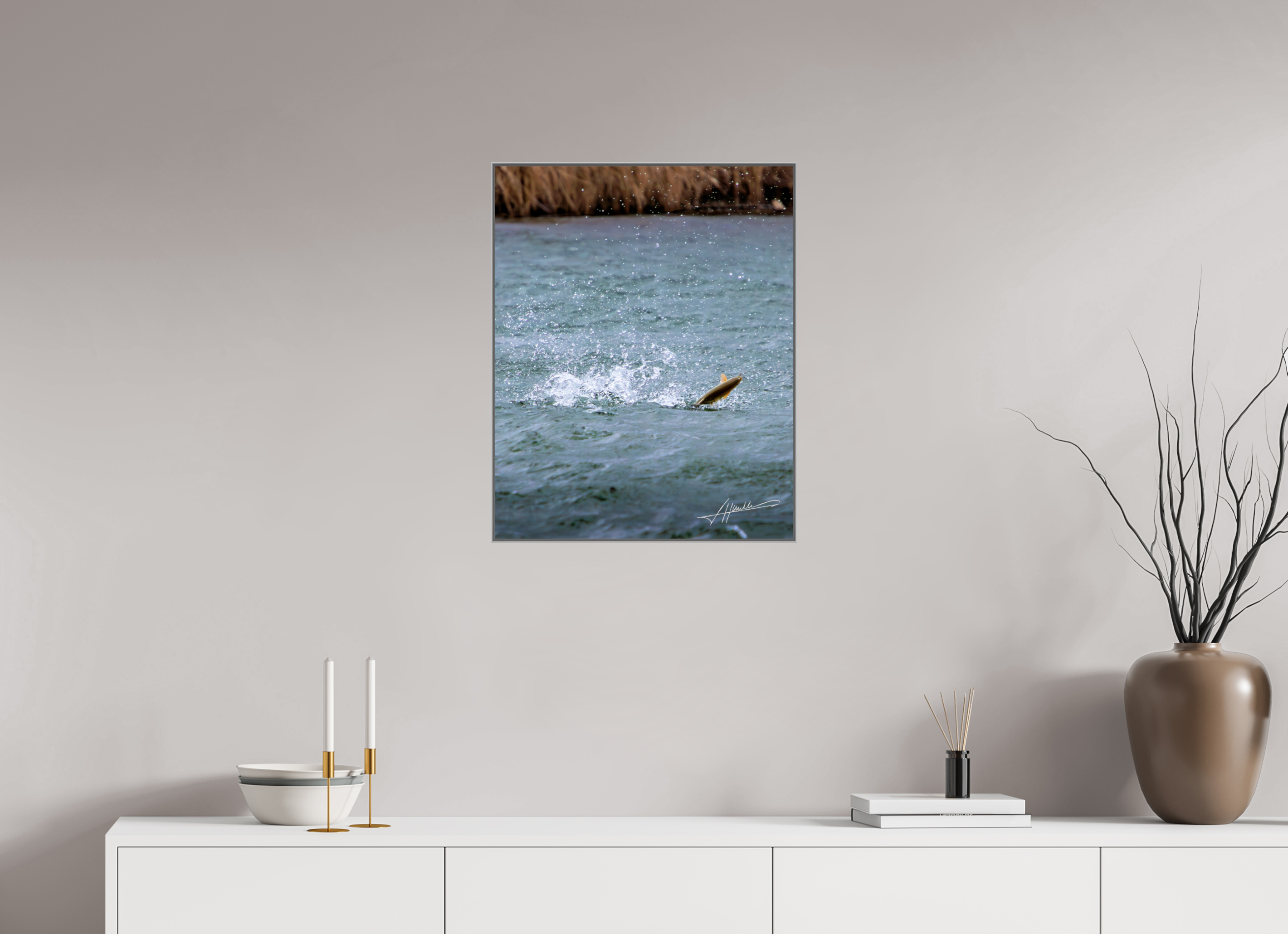 20 x 25″, Aluminum ArtBox Jumping Rainbow Trout
