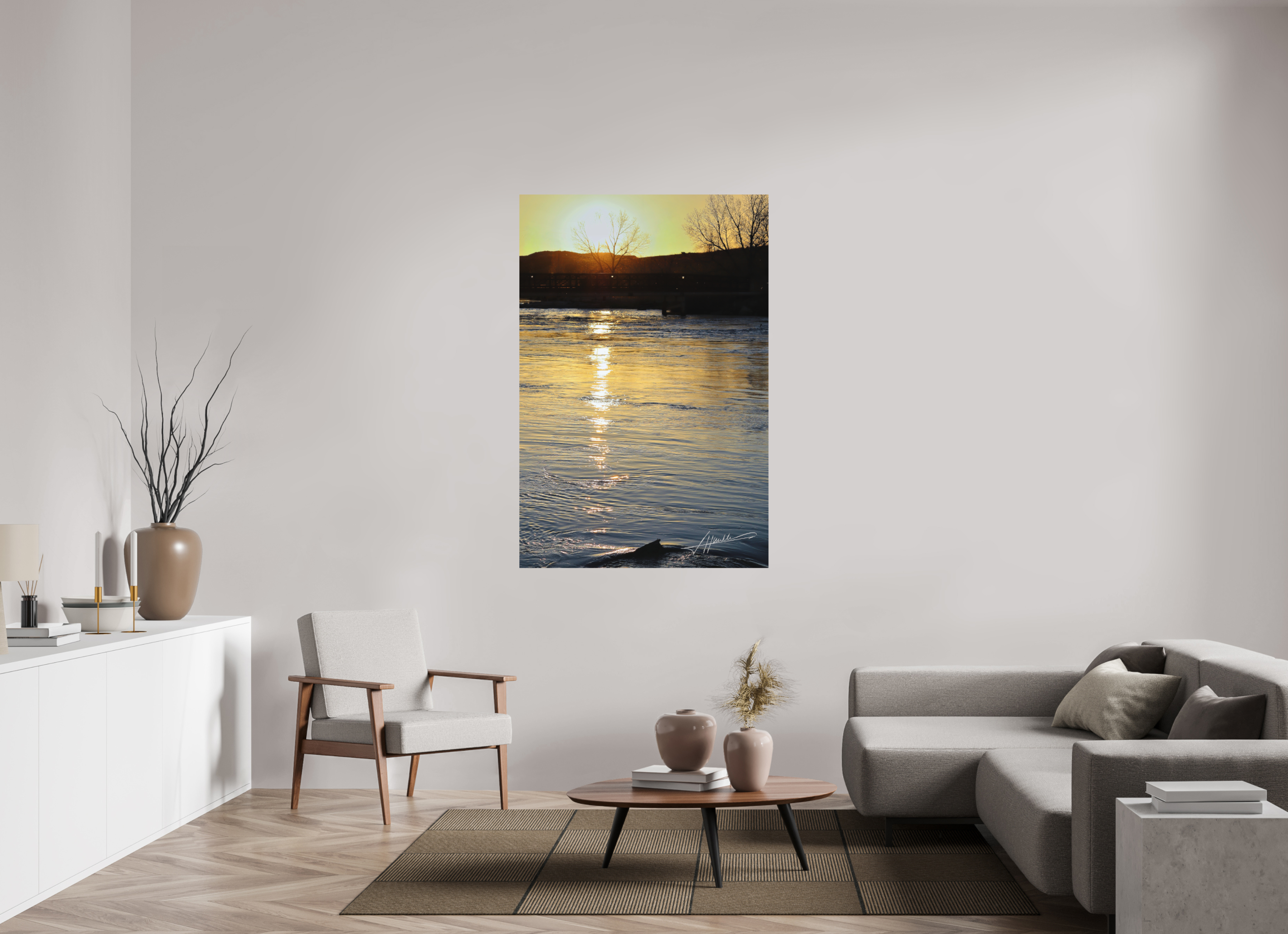 40 x 60″, Metal Dibond Sunset on the River