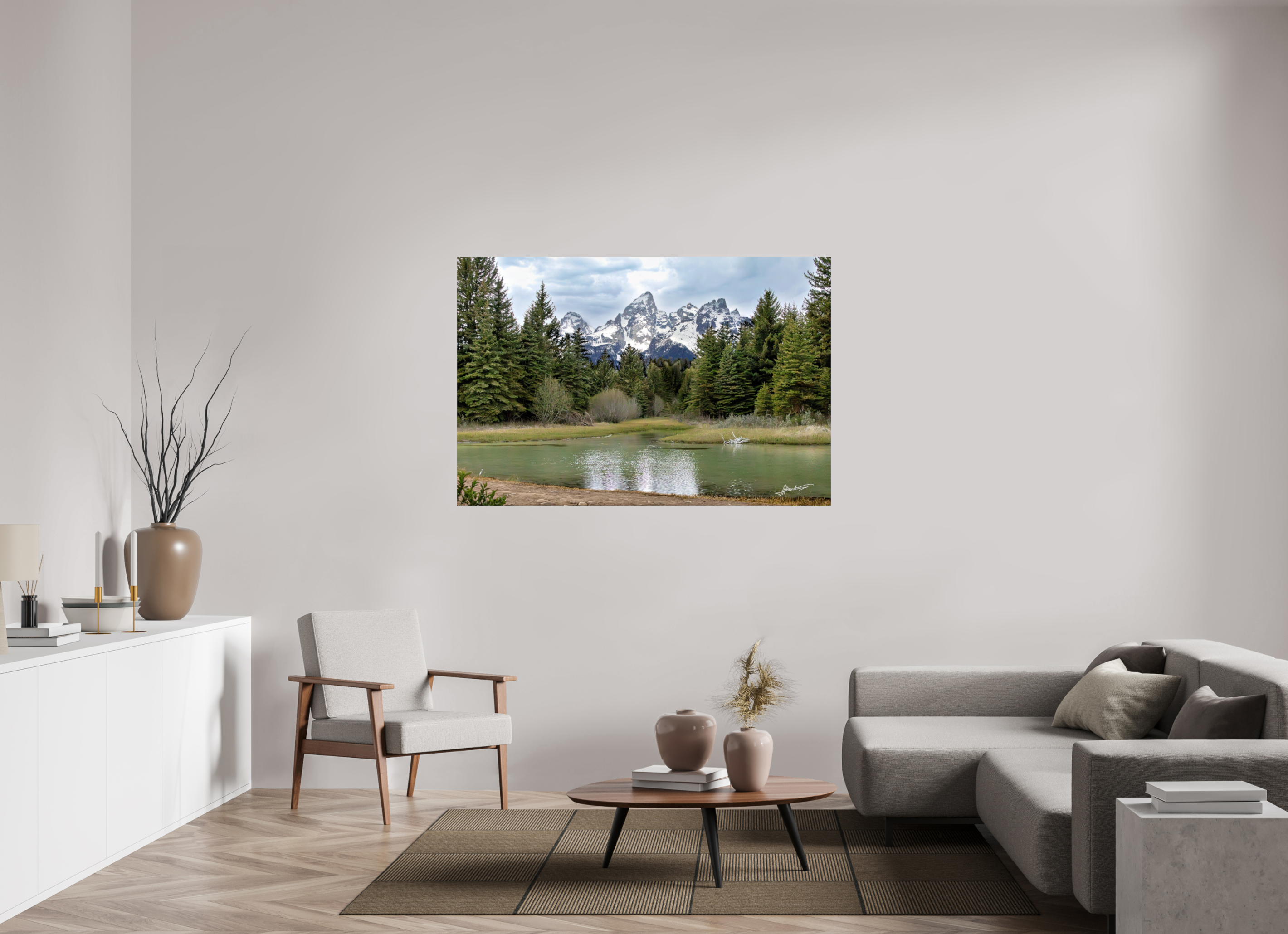 60 x 40″, Photo Print Under Acrylic Glass Mountain Reflection