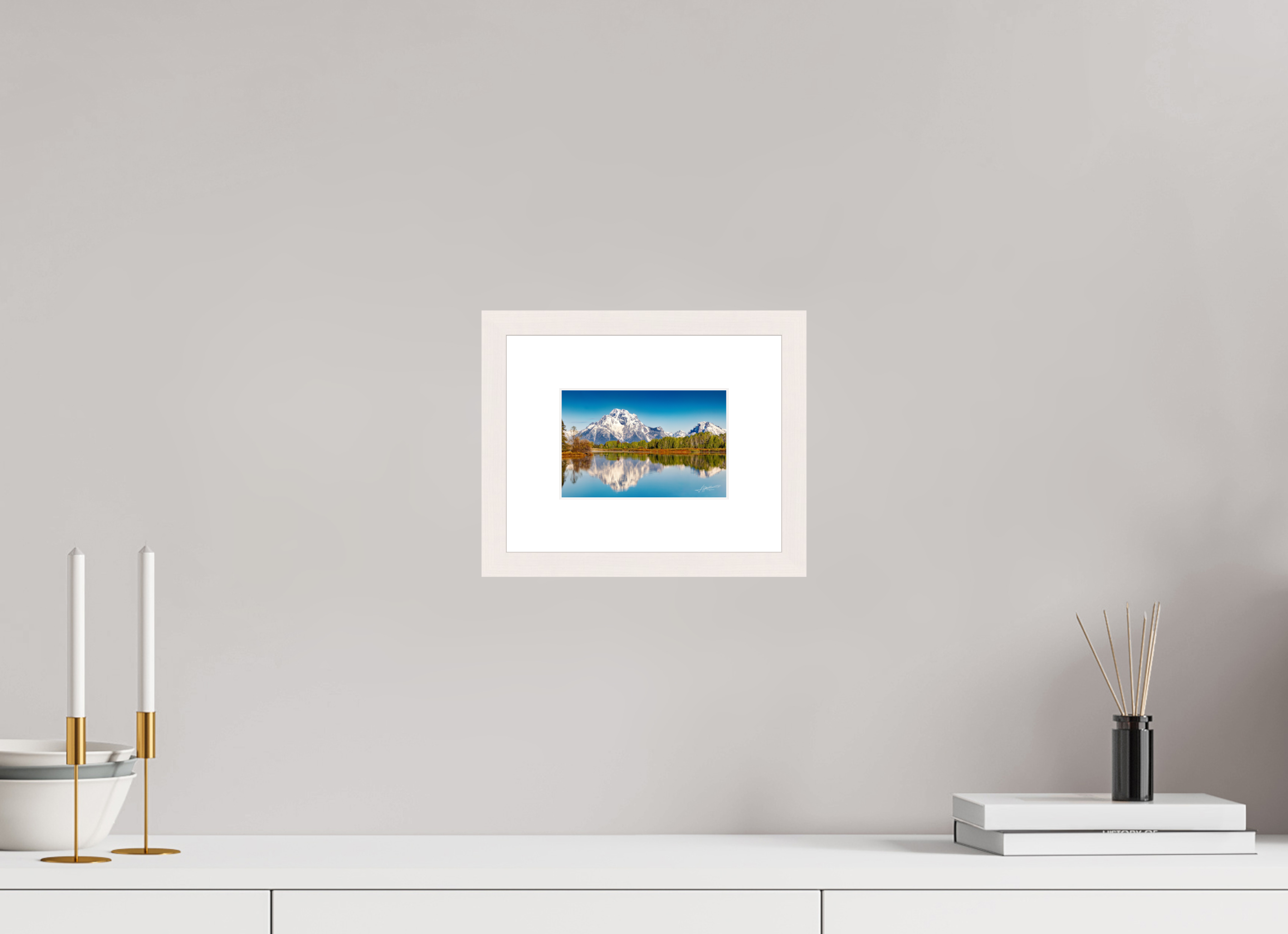 6 x 4″, Solid Wood Frame with Passe-partout Serene Reflection