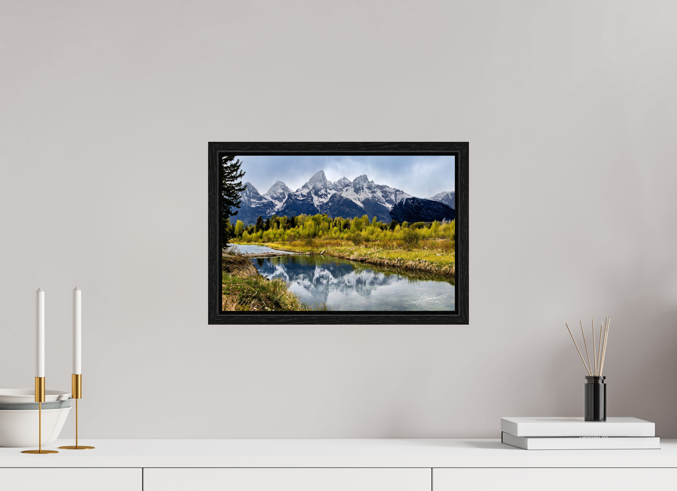 15 x 10″, Floater Frame Reflecting Peaks