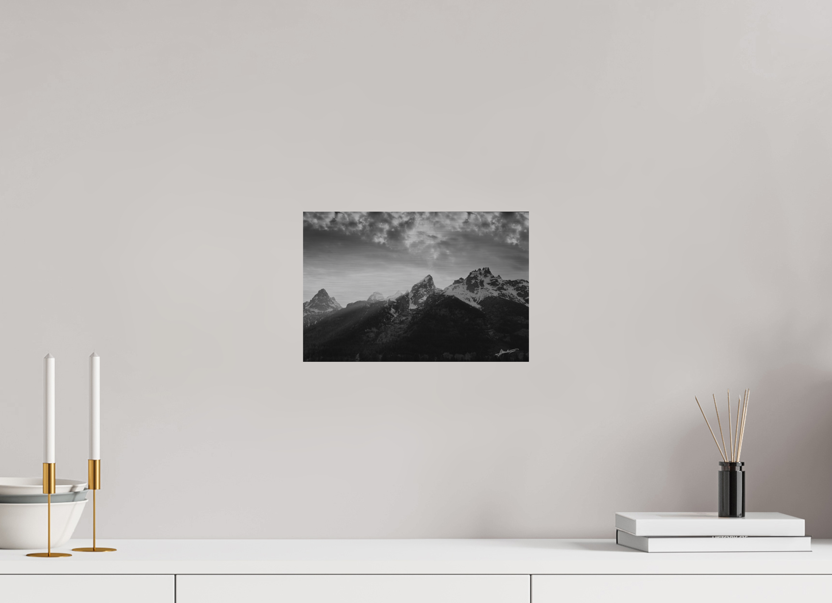 12 x 8″, Direct Brushed Aluminum Nostalgic Tetons