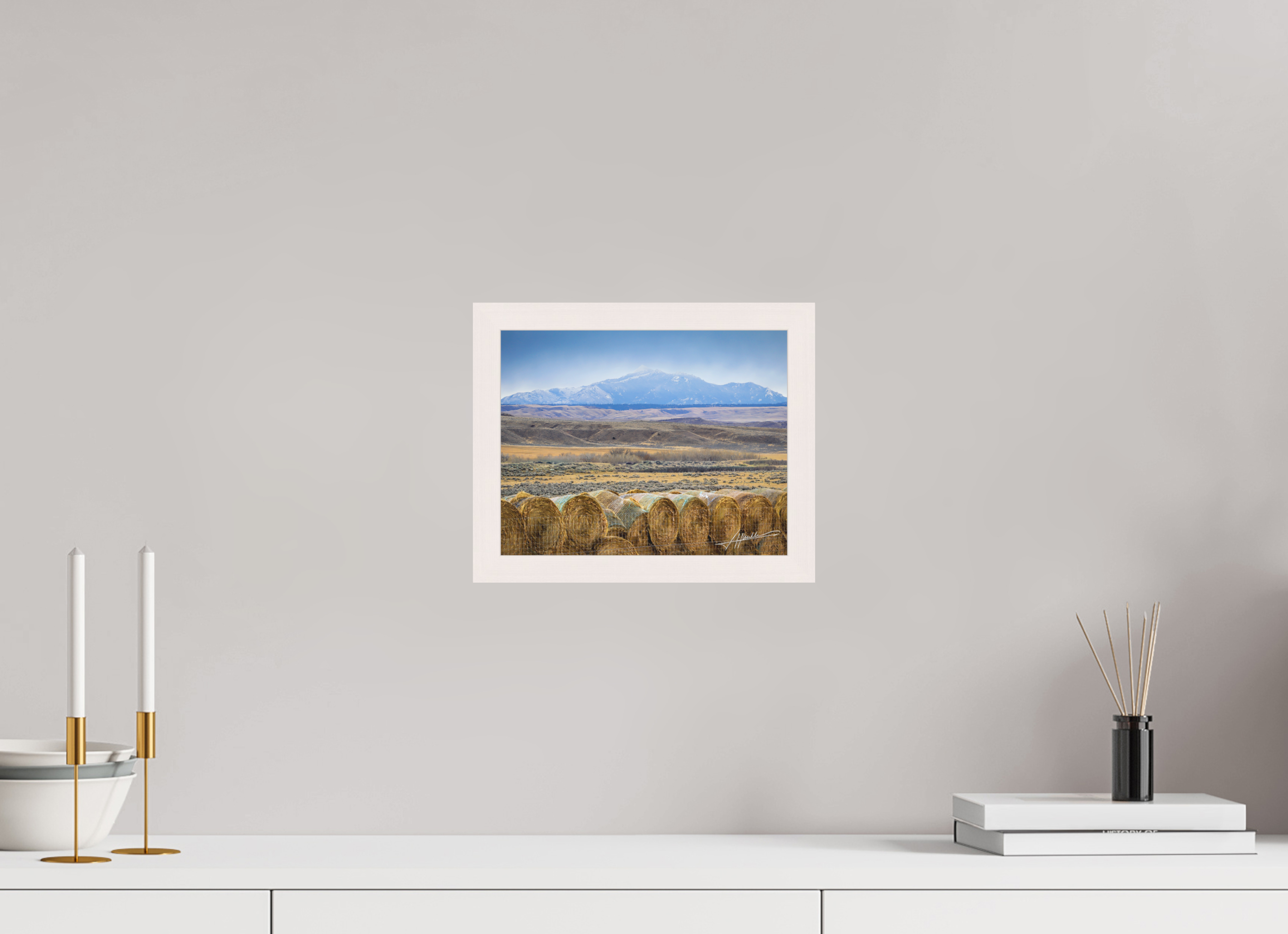 10 x 8″, Shadow Box Frame Hay Bales on the Prairie