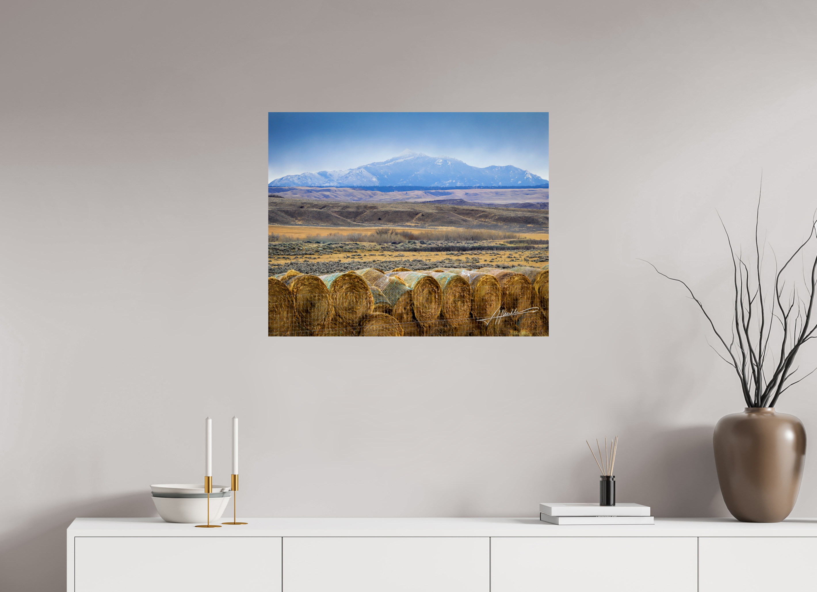 30 x 24″, Fine Art Print Hay Bales on the Prairie