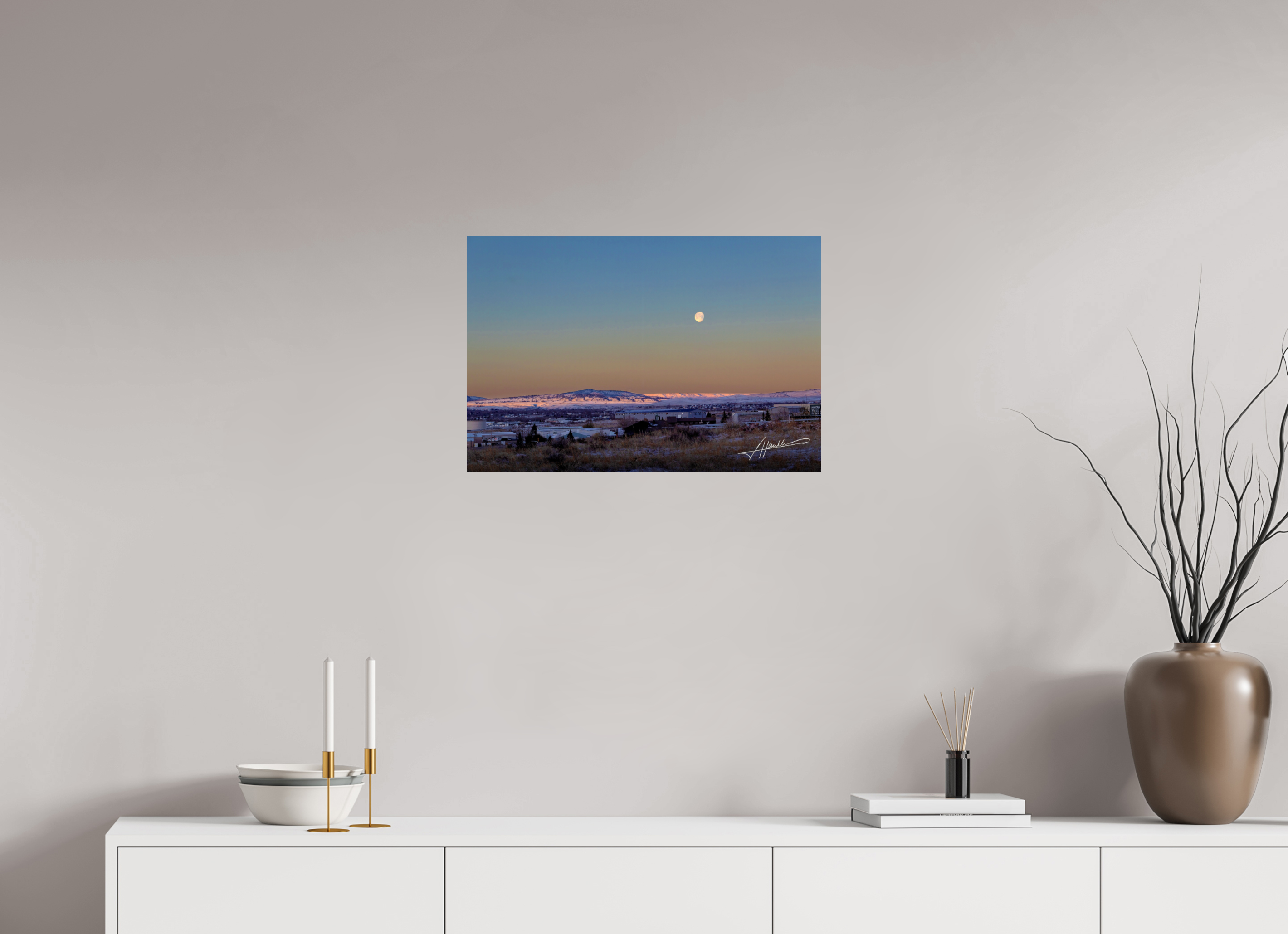 24 x 16″, Fine Art Print Full Moon at Sunrise