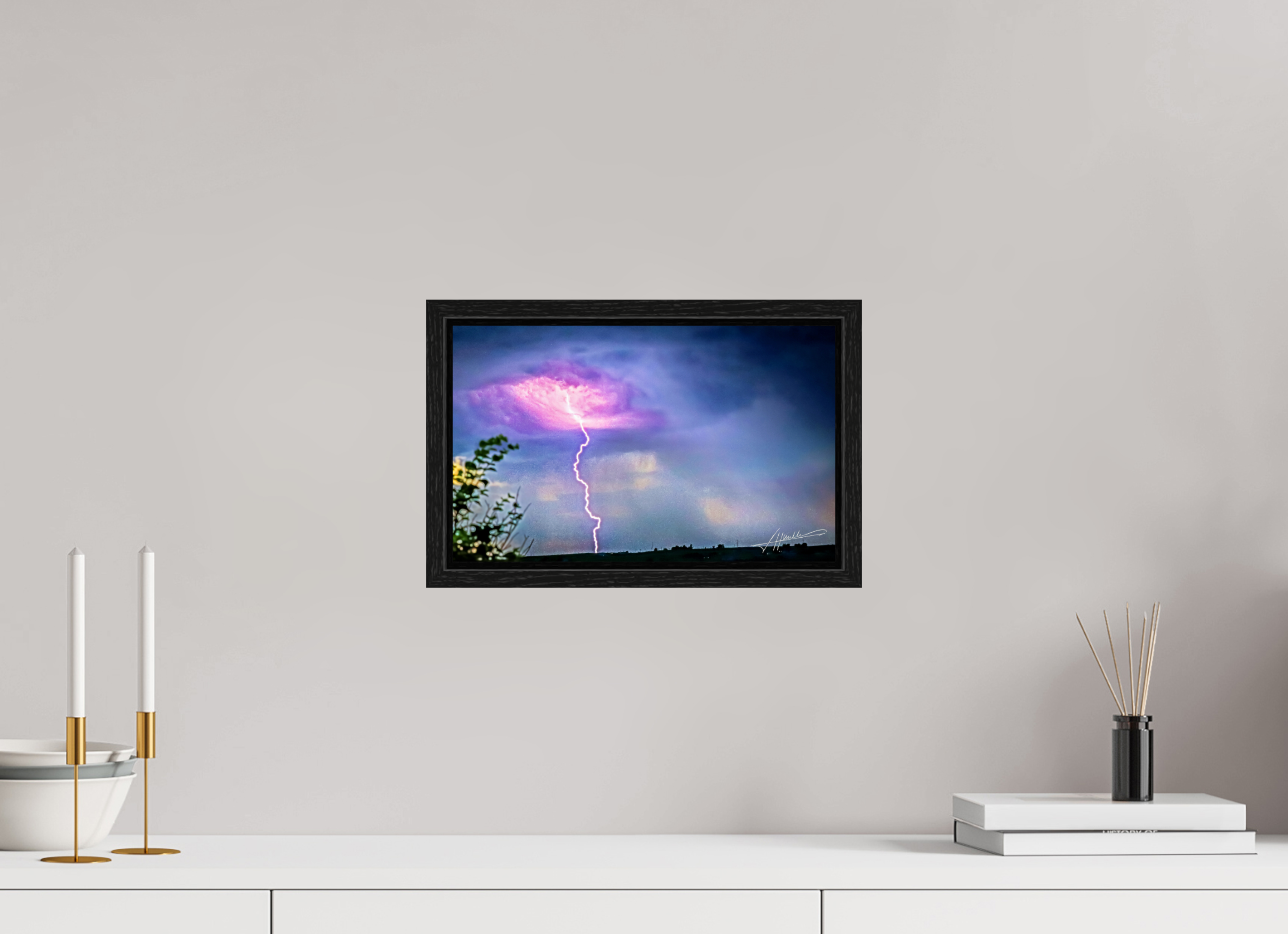13 x 8″, Floater Frame Lightning Strike