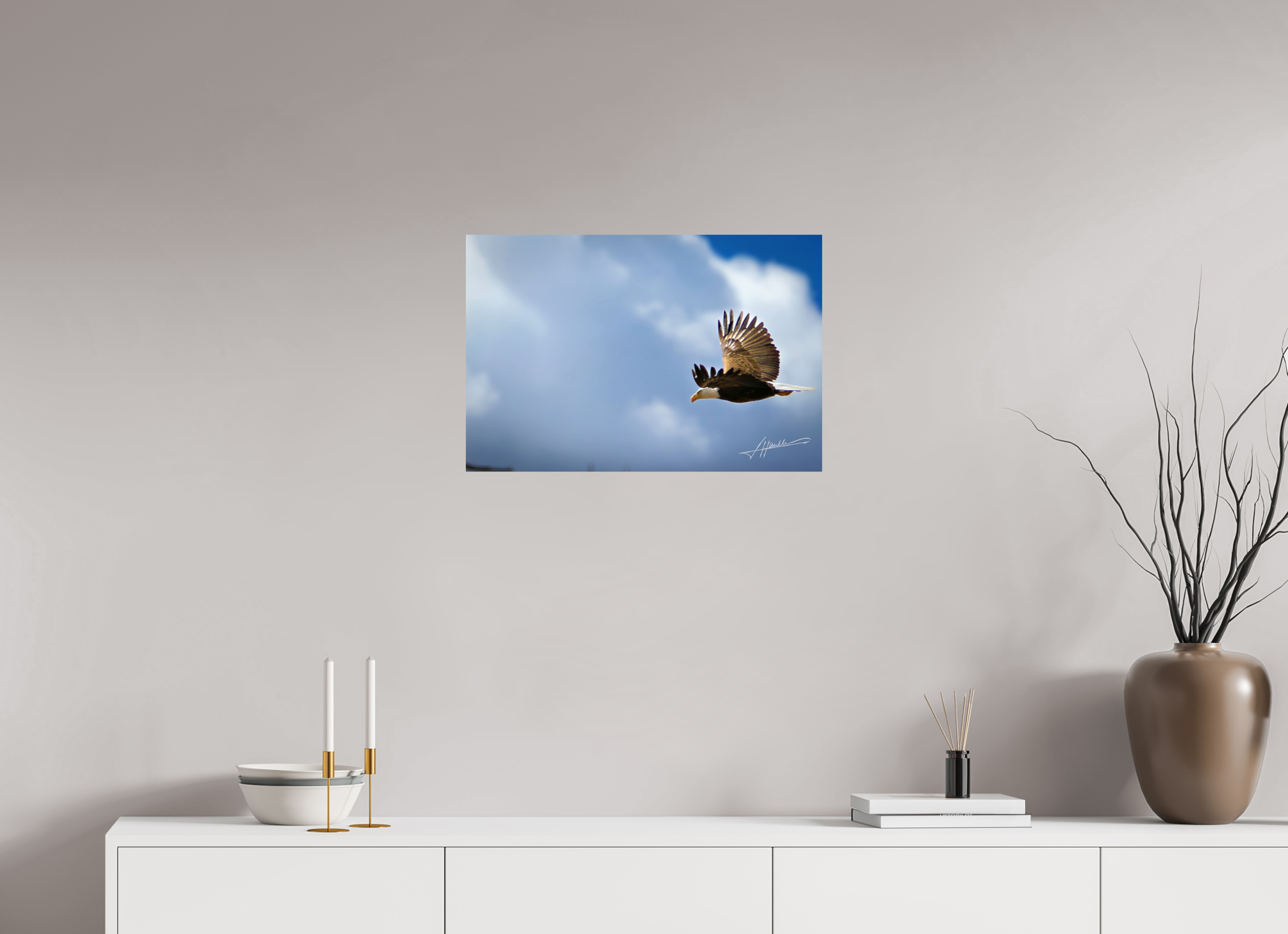24 x 16″, ChromaLuxe HD Metal Bald Eagle Flying
