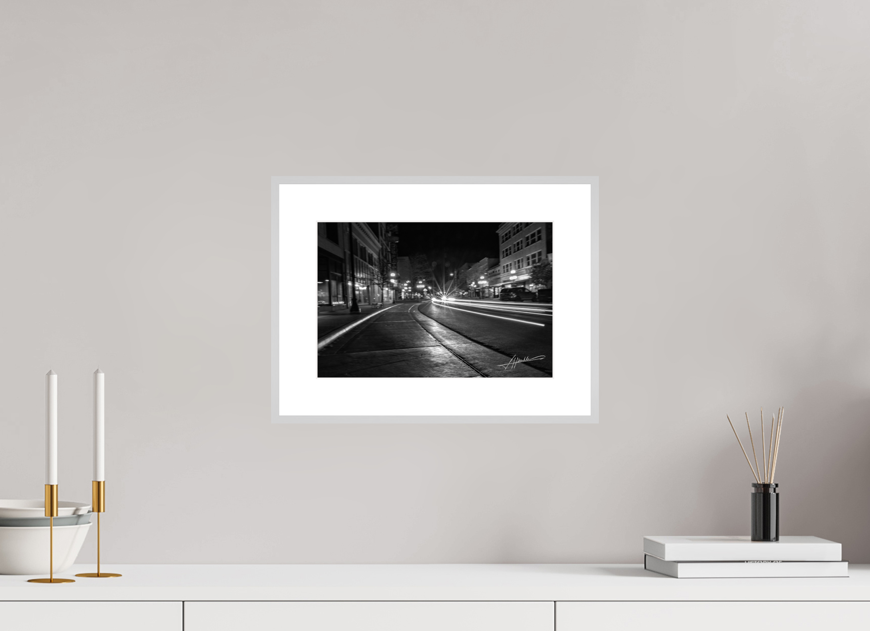 12 x 8″, Changeable Magnetic Frame A Street at Night