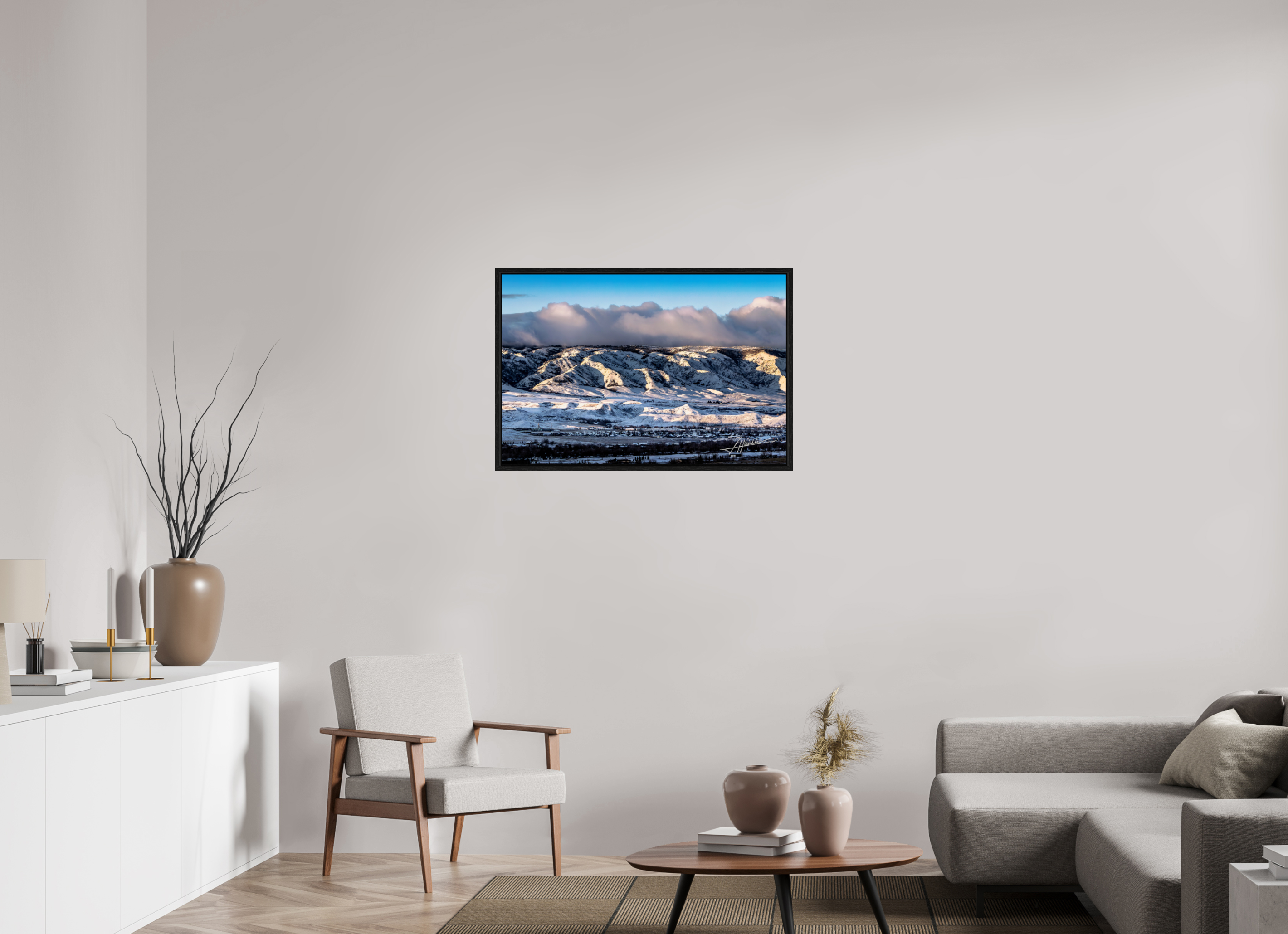 36 x 24″, Floater Frame Sunset After a Snow Storm