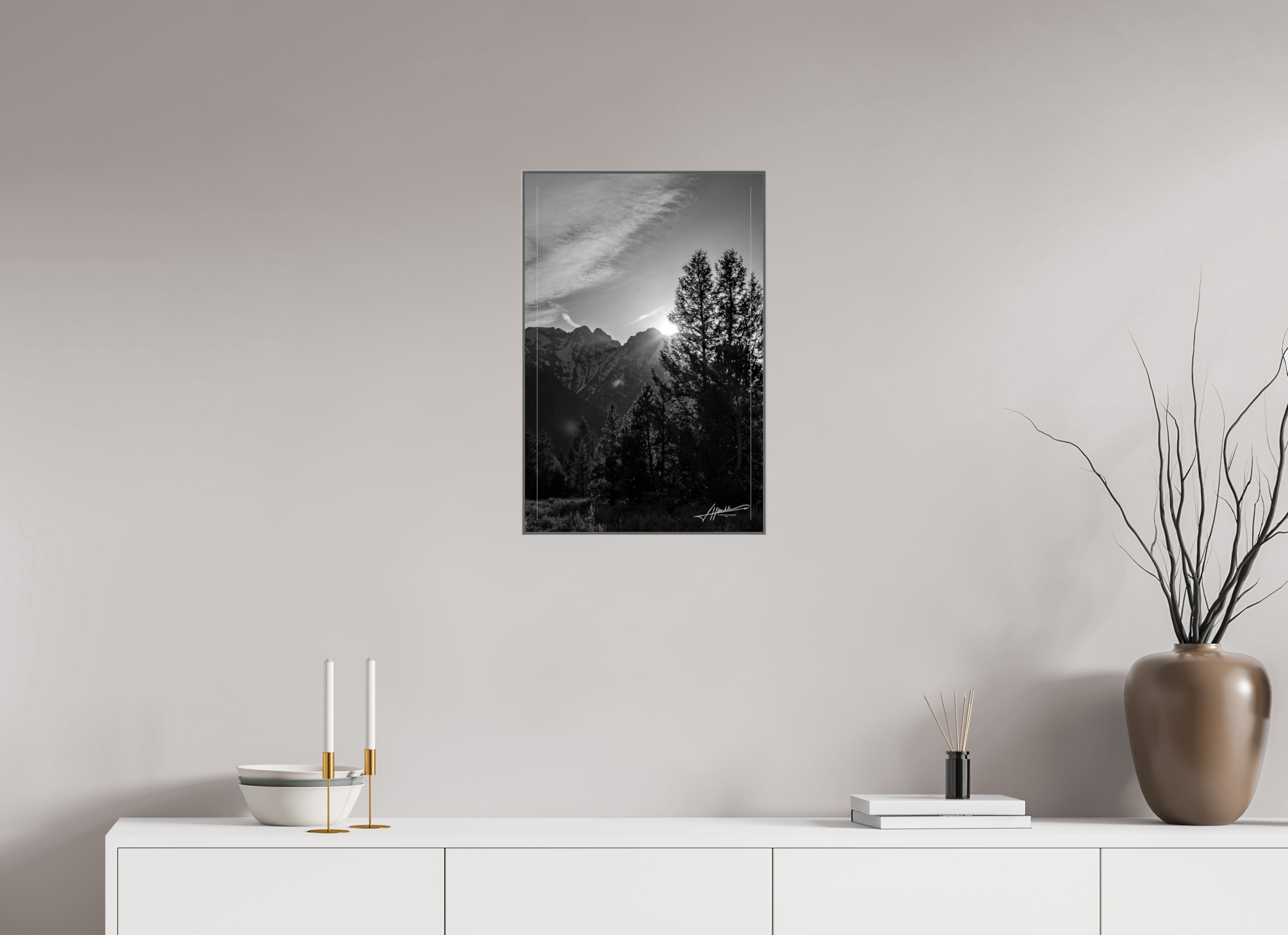 16 x 24″, Aluminum ArtBox B/W Peaks