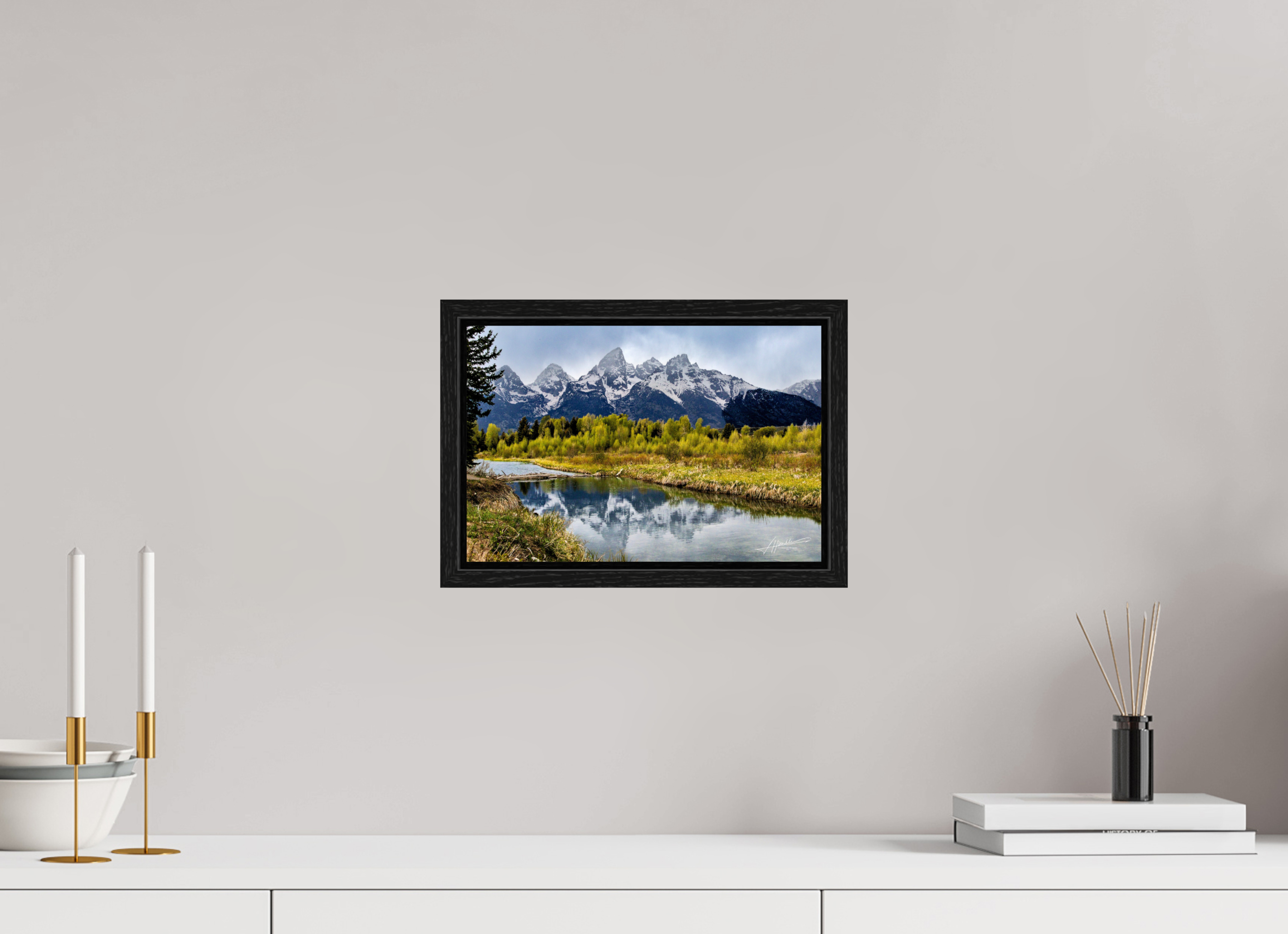 12 x 8″, Floater Frame Reflecting Peaks