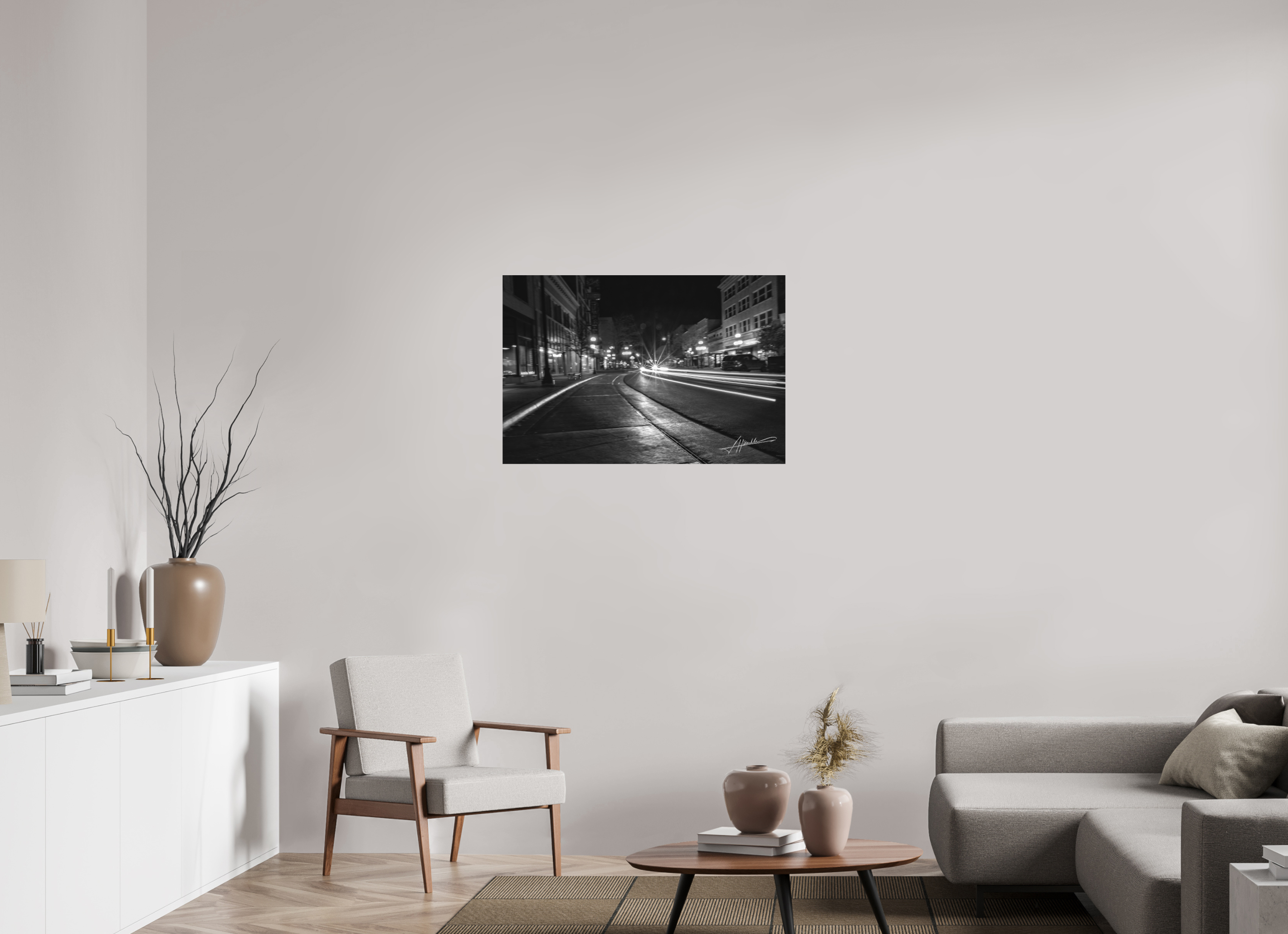 36 x 24″, Ilford Aluminum BW A Street at Night