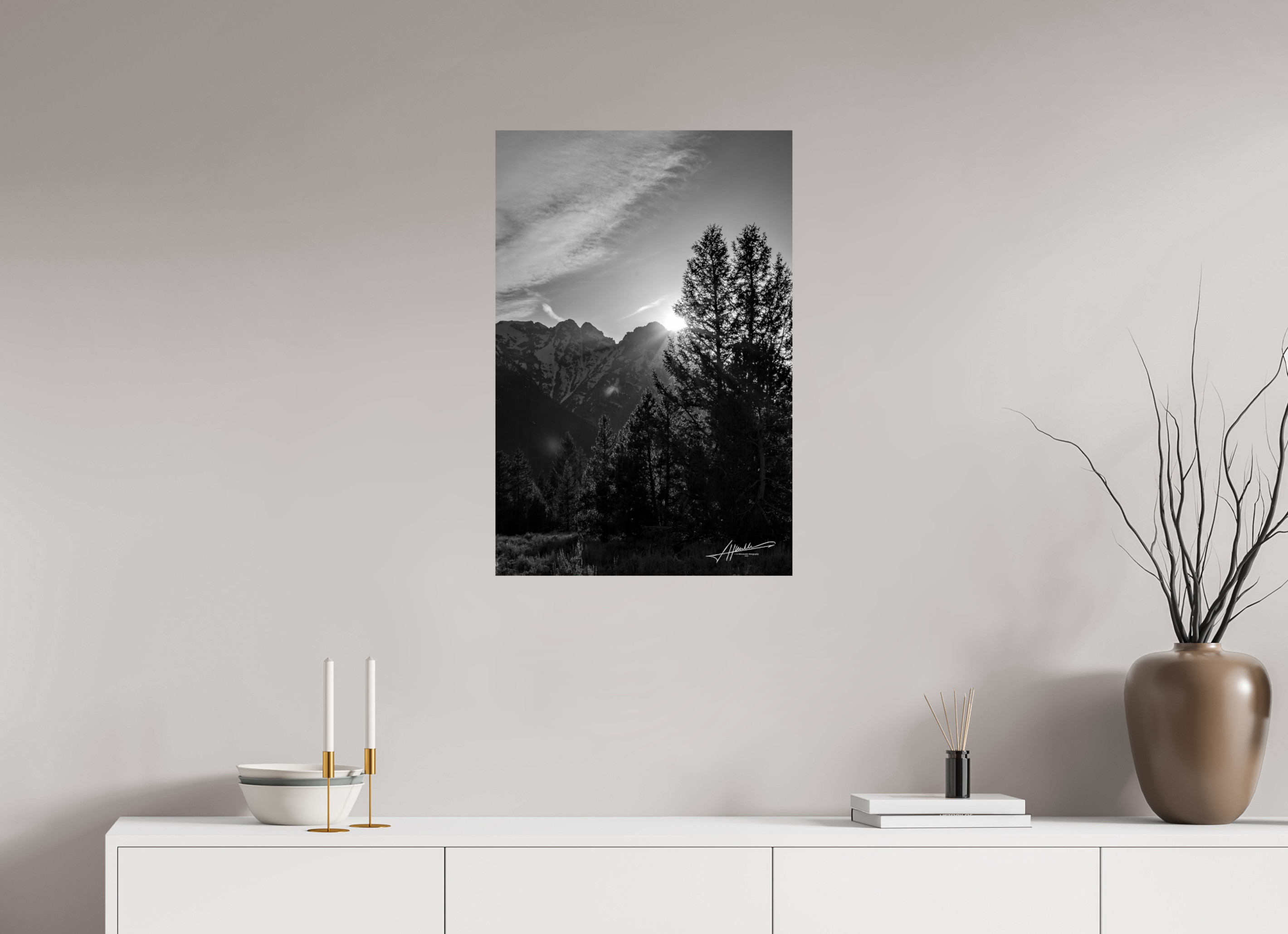 20 x 30″, Fine Art Dibond B/W Peaks