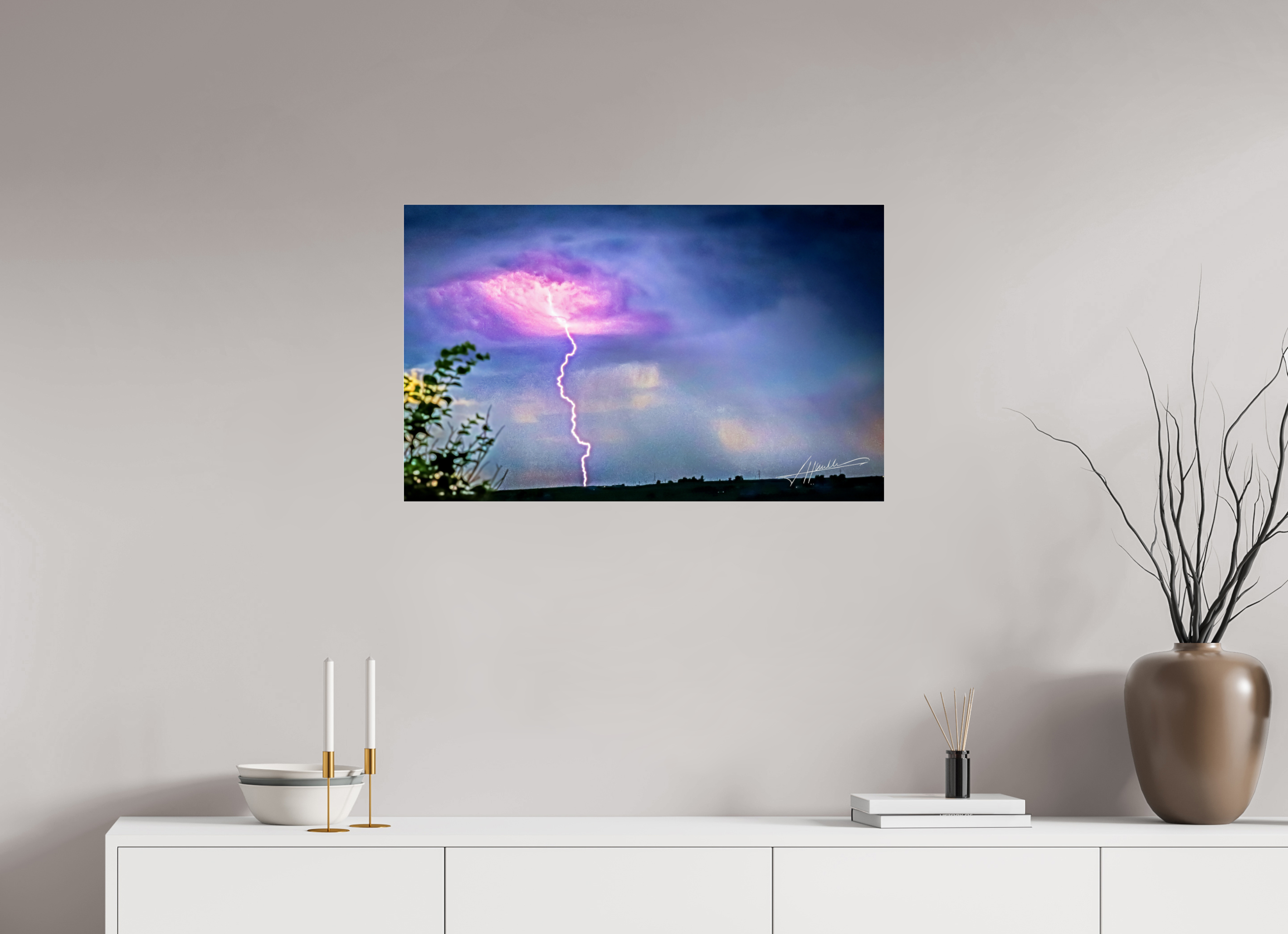 32.4 x 20″, Photo Print Under Acrylic Glass Lightning Strike