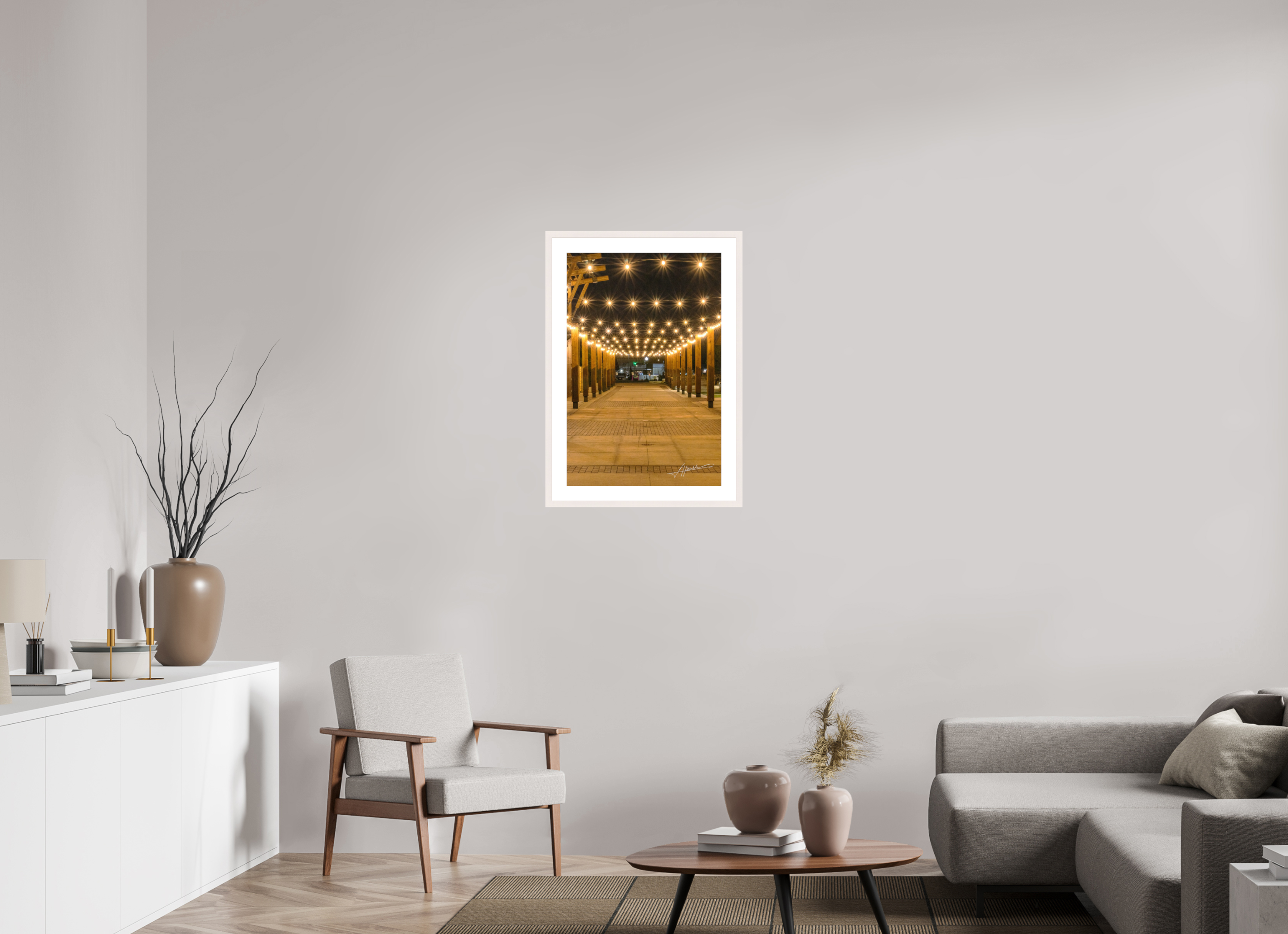 20 x 30″, Solid Wood Frame with Passe-partout Guiding Lights