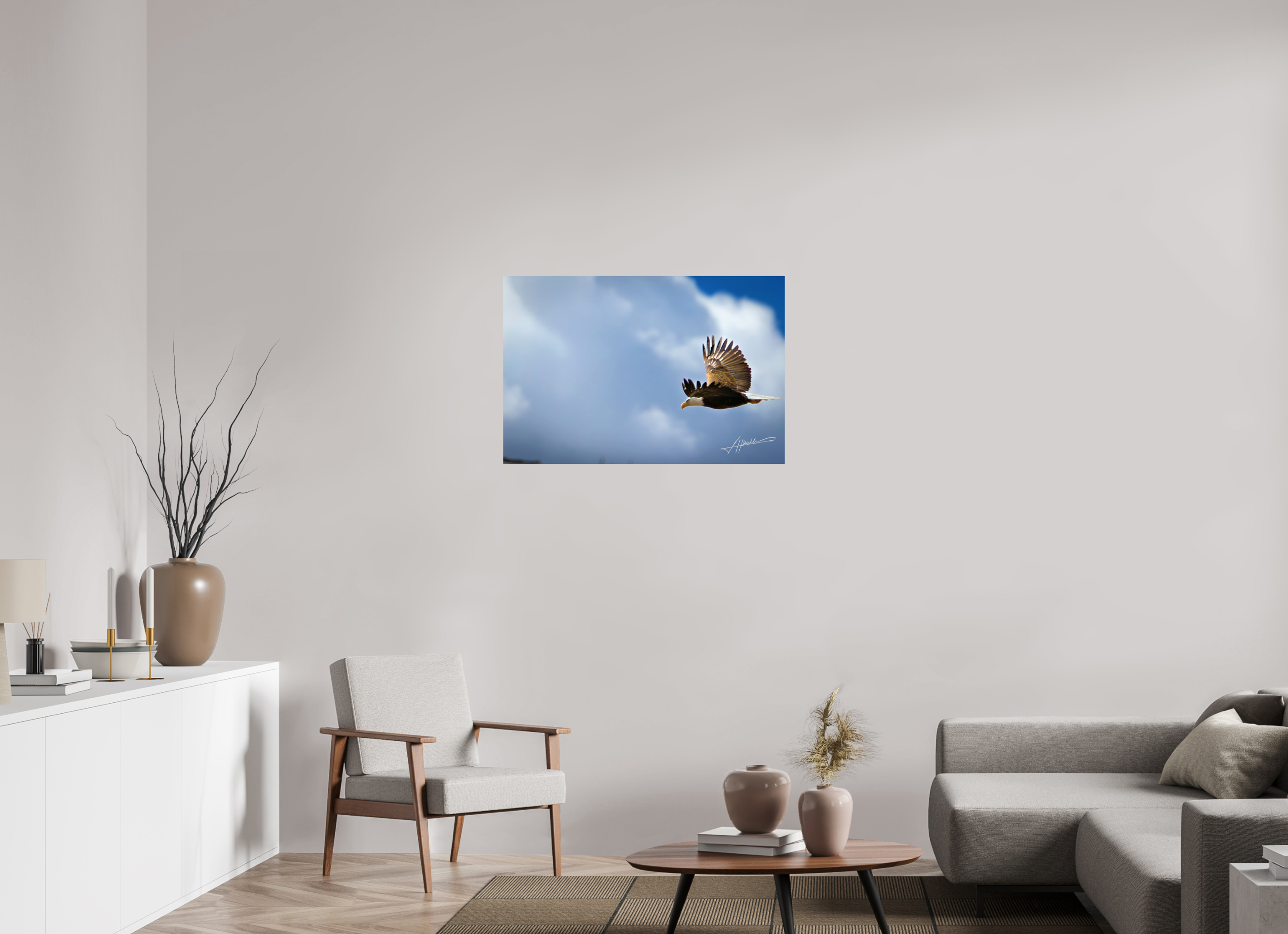 36 x 24″, Photo Print On Fuji Crystal DP II Bald Eagle Flying