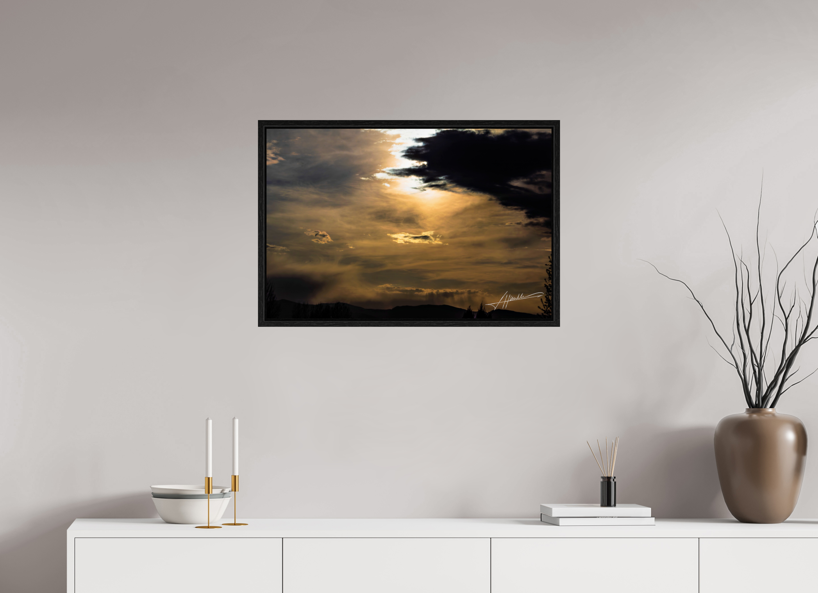 30 x 20″, Floater Frame Silver Lining
