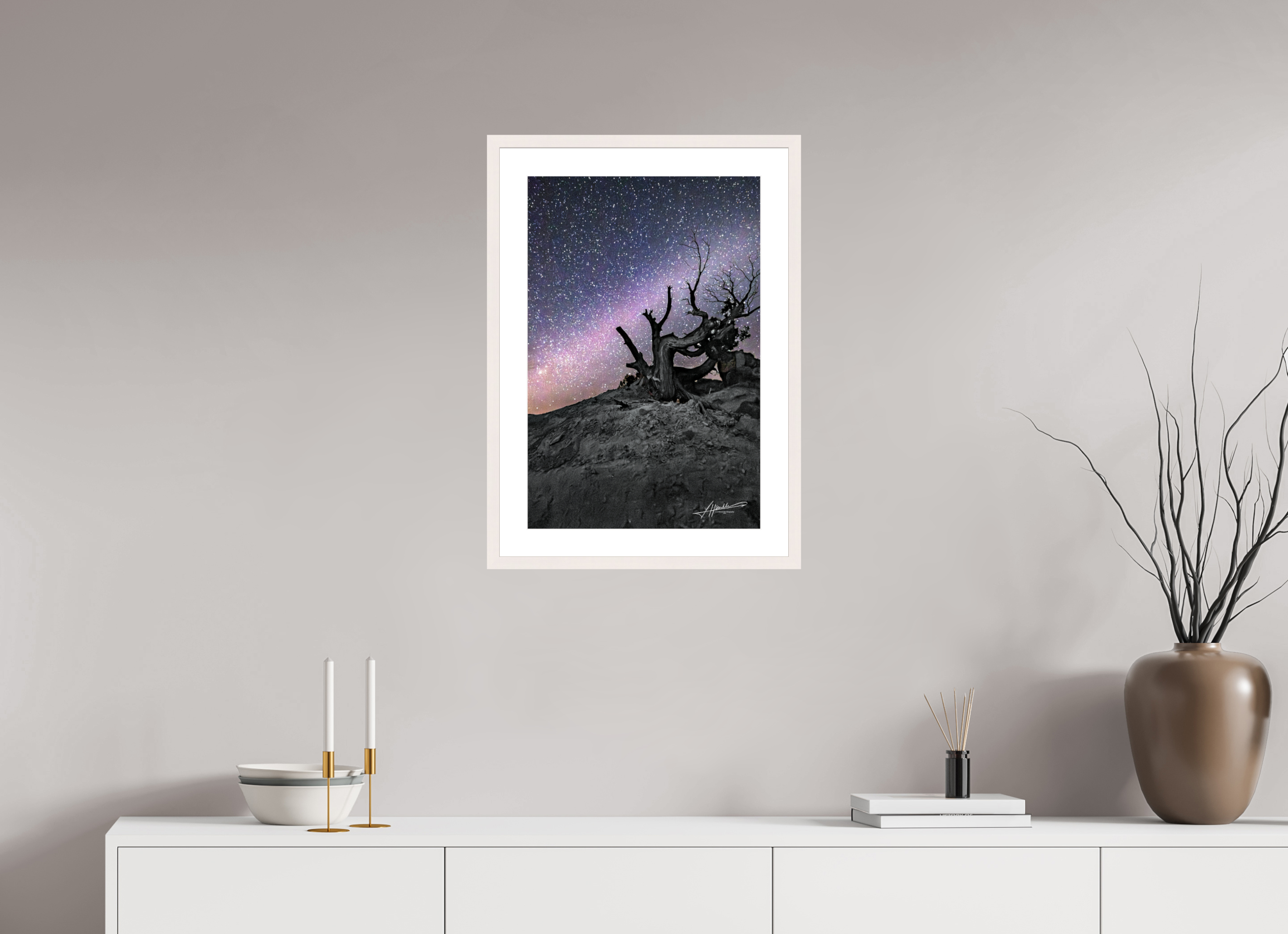 16 x 24″, Solid Wood Frame with Passe-partout Reaching the Milky Way