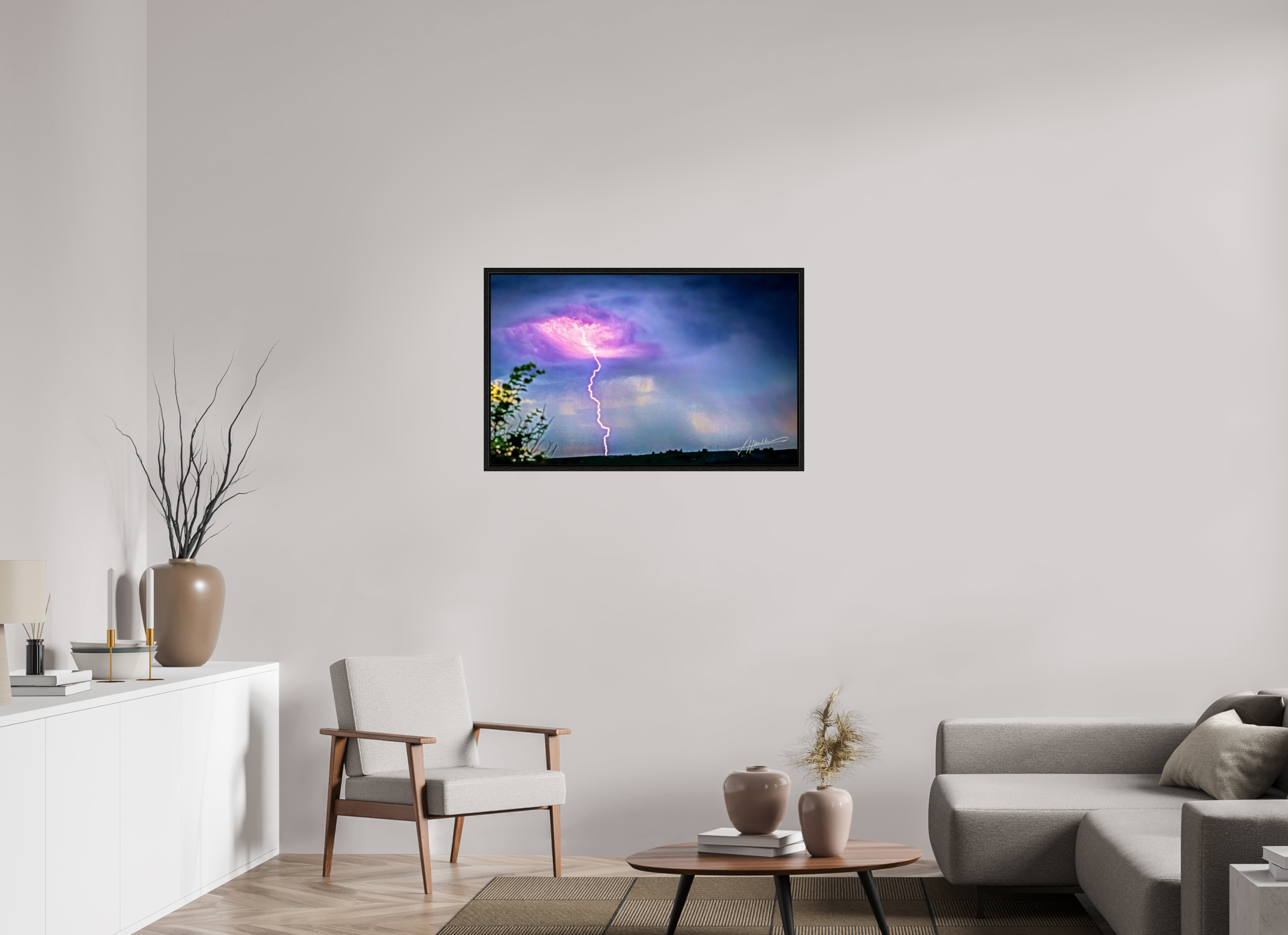 38.9 x 24″, Floater Frame Lightning Strike