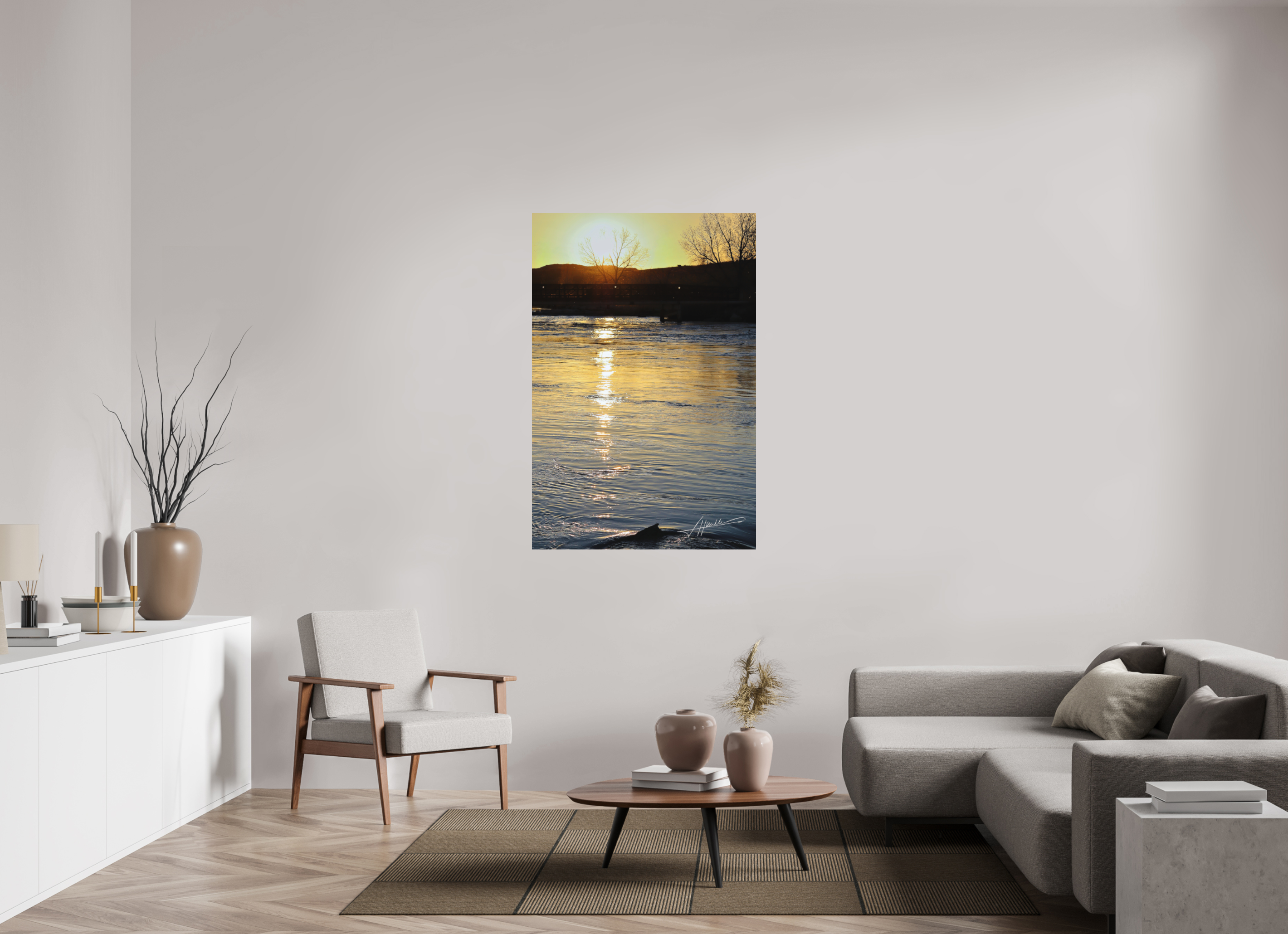 36 x 54″, Metal Dibond Sunset on the River