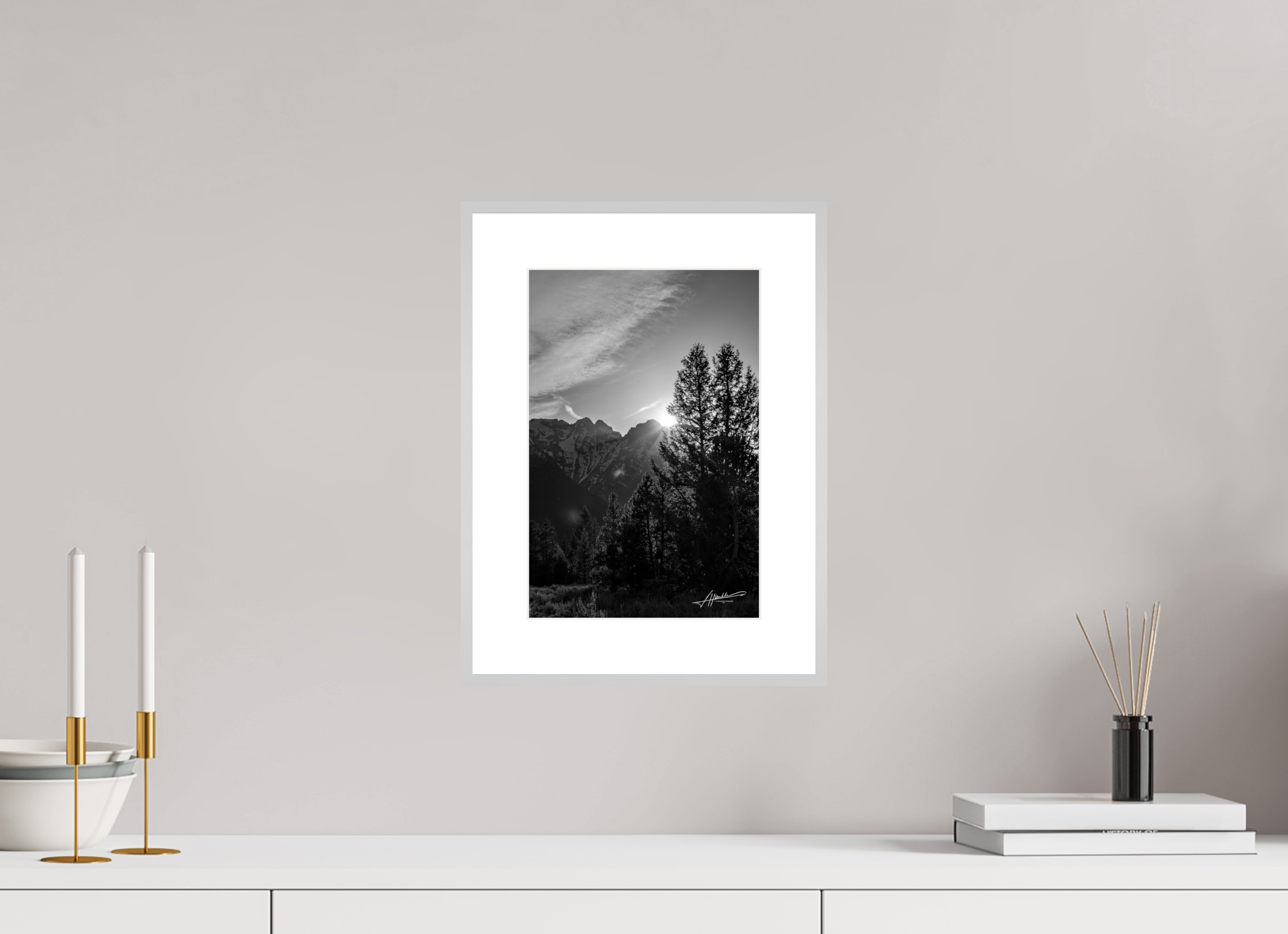 8 x 12″, Changeable Magnetic Frame B/W Peaks