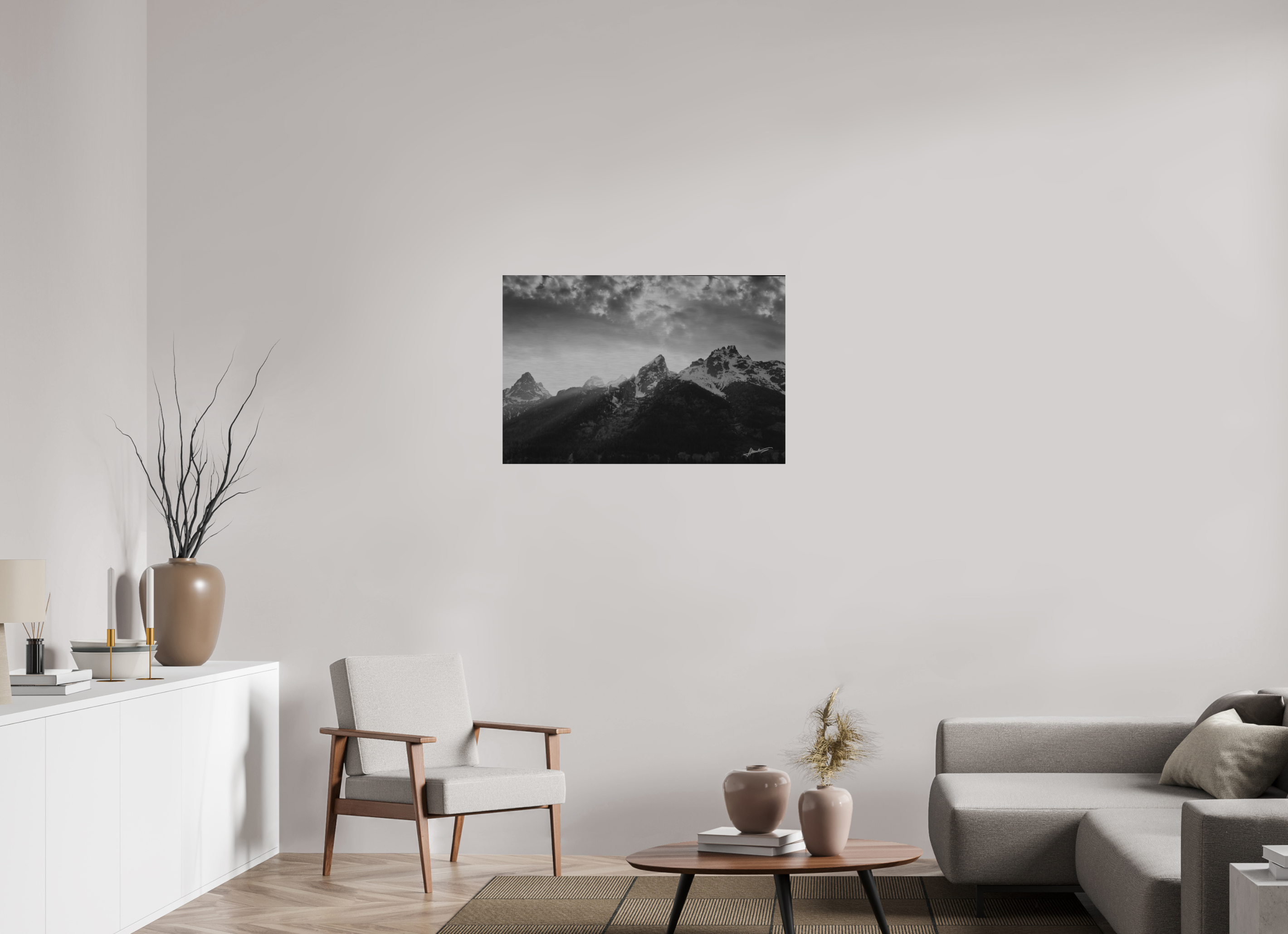 36 x 24″, Direct Brushed Aluminum Nostalgic Tetons