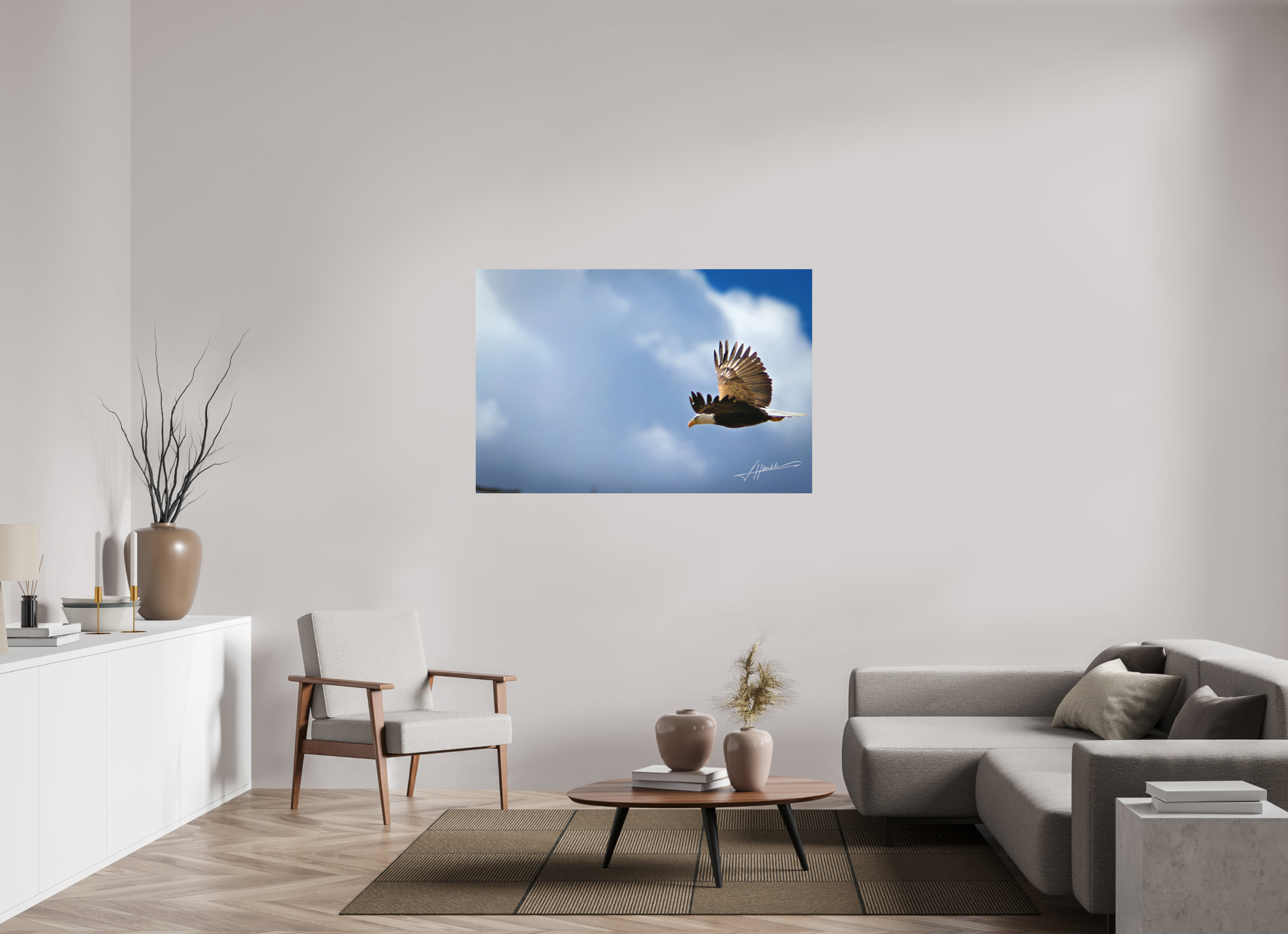 54 x 36″, Metal Dibond Bald Eagle Flying