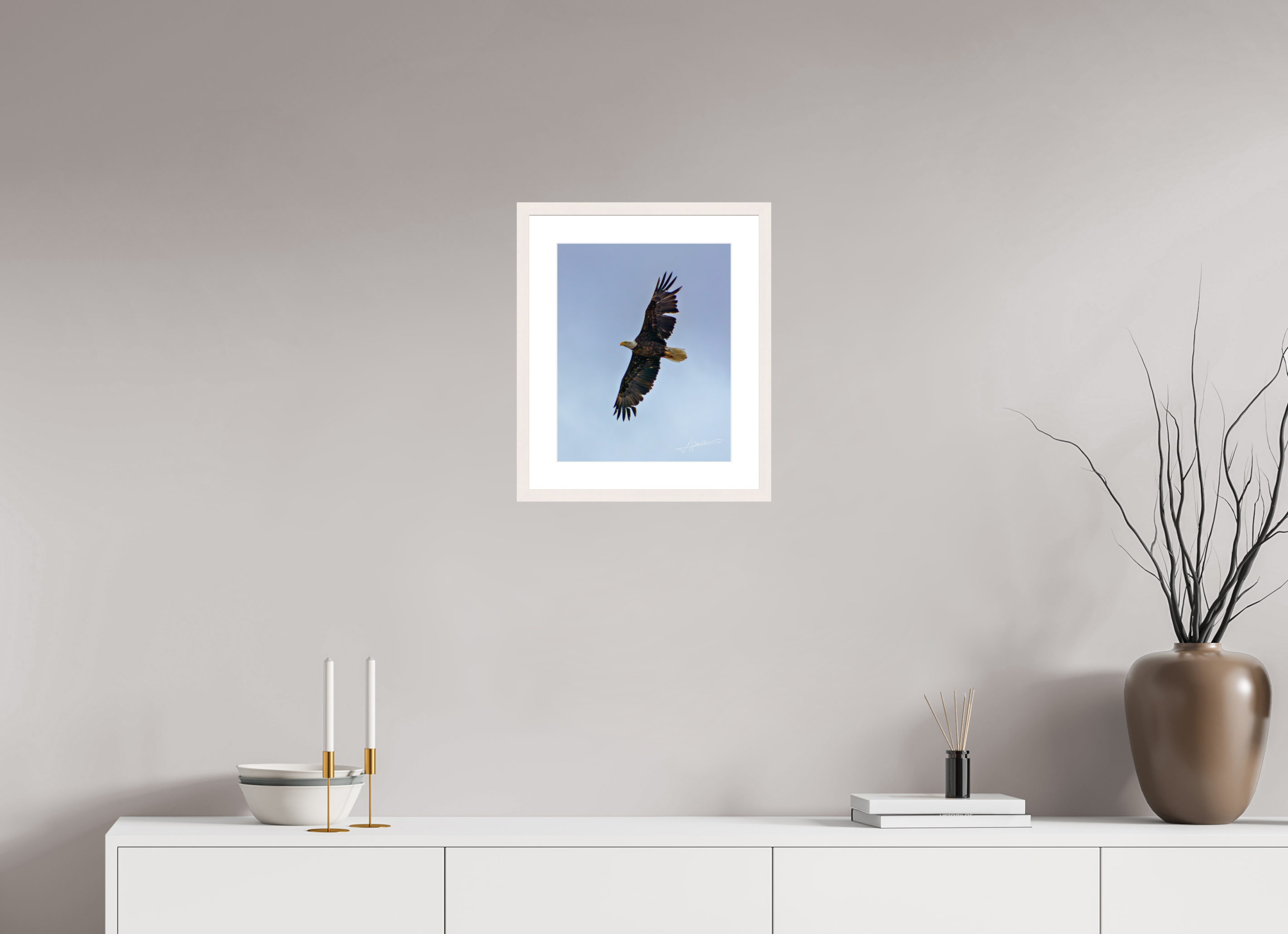 12 x 15″, Solid Wood Frame with Passe-partout Wings Spread