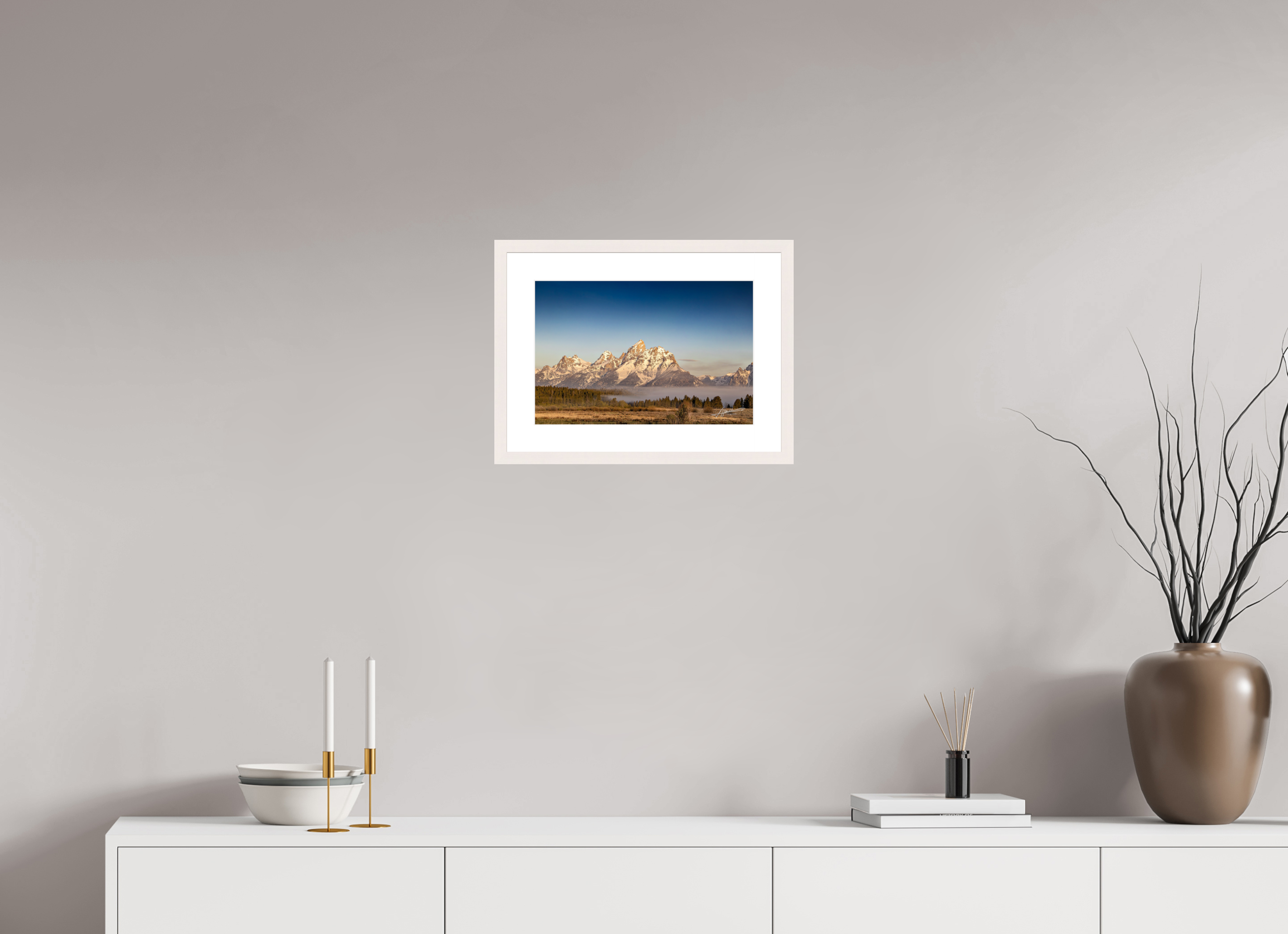 15 x 10″, Solid Wood Frame with Passe-partout Above the Fog