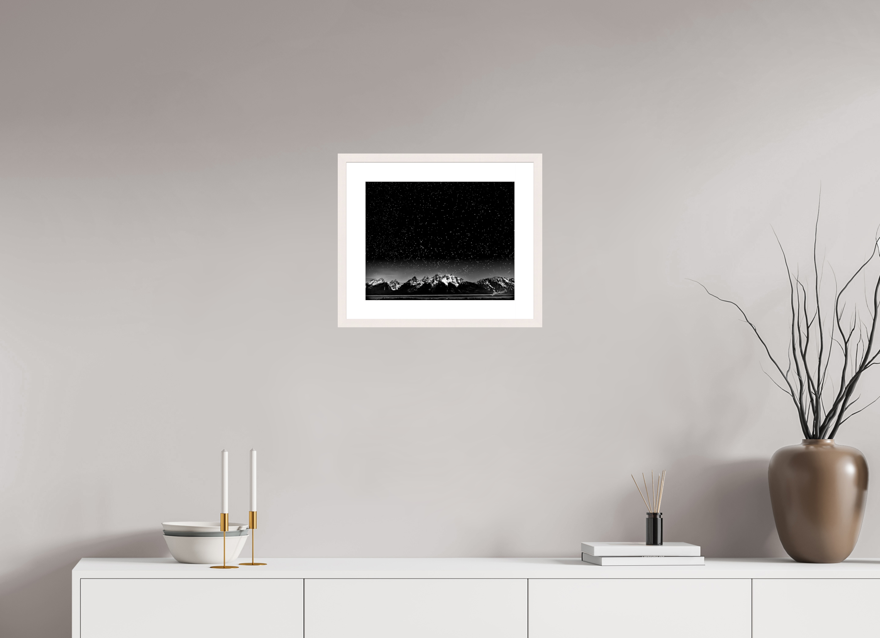 15 x 12″, Solid Wood Frame with Passe-partout Midnight in the Rockies
