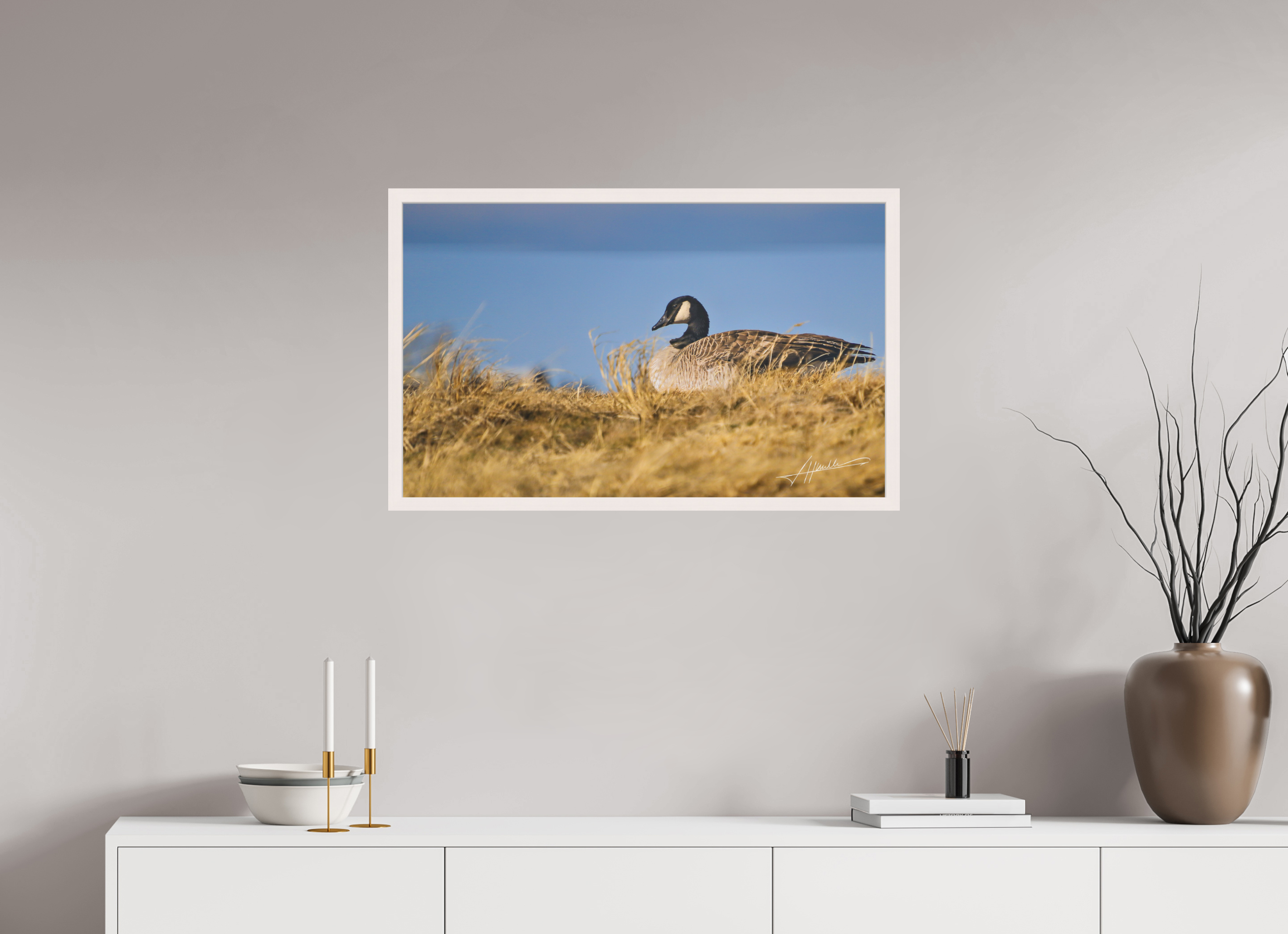 32.4 x 20″, Shadow Box Frame The Nesting Goose