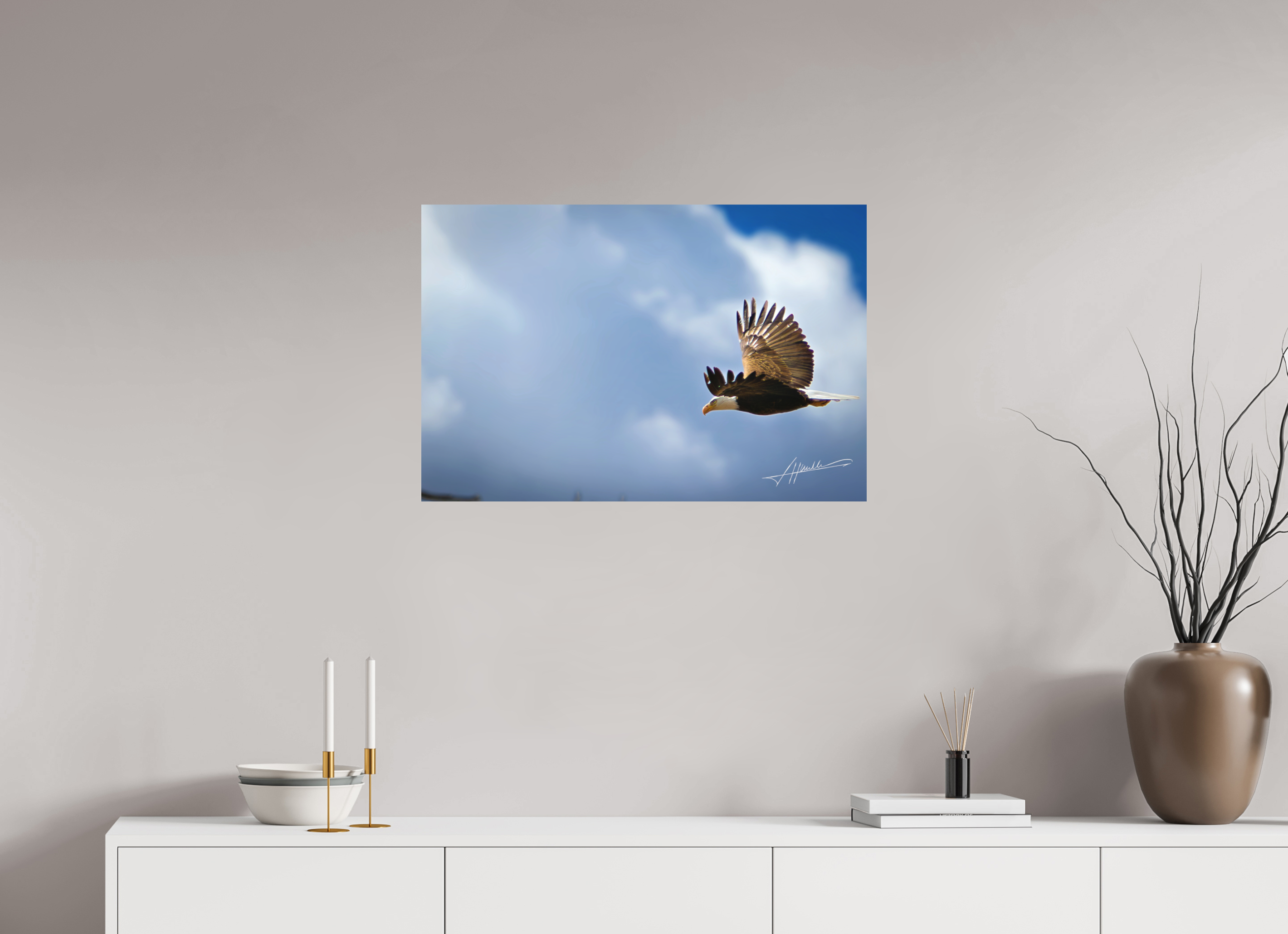 30 x 20″, Metal Dibond Bald Eagle Flying