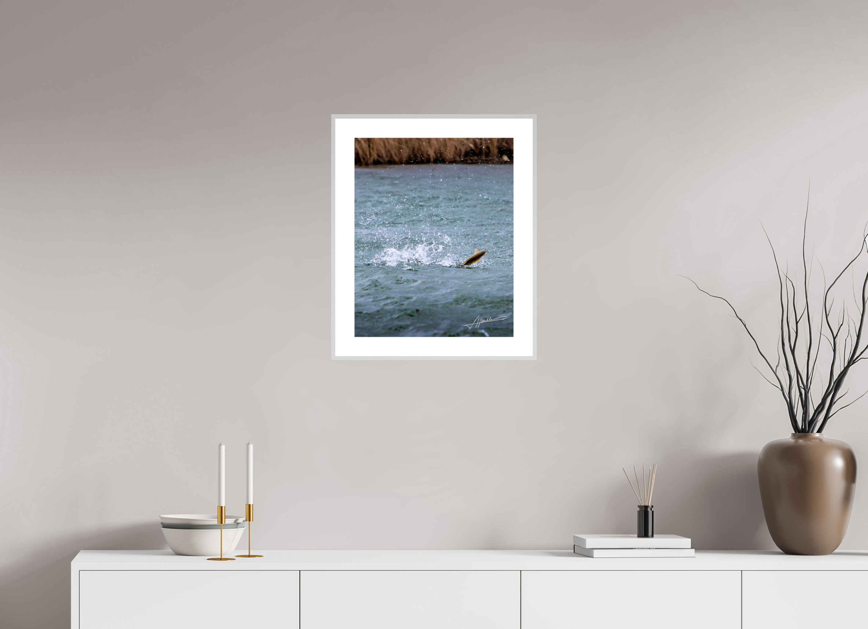16 x 20″, Changeable Magnetic Frame Jumping Rainbow Trout