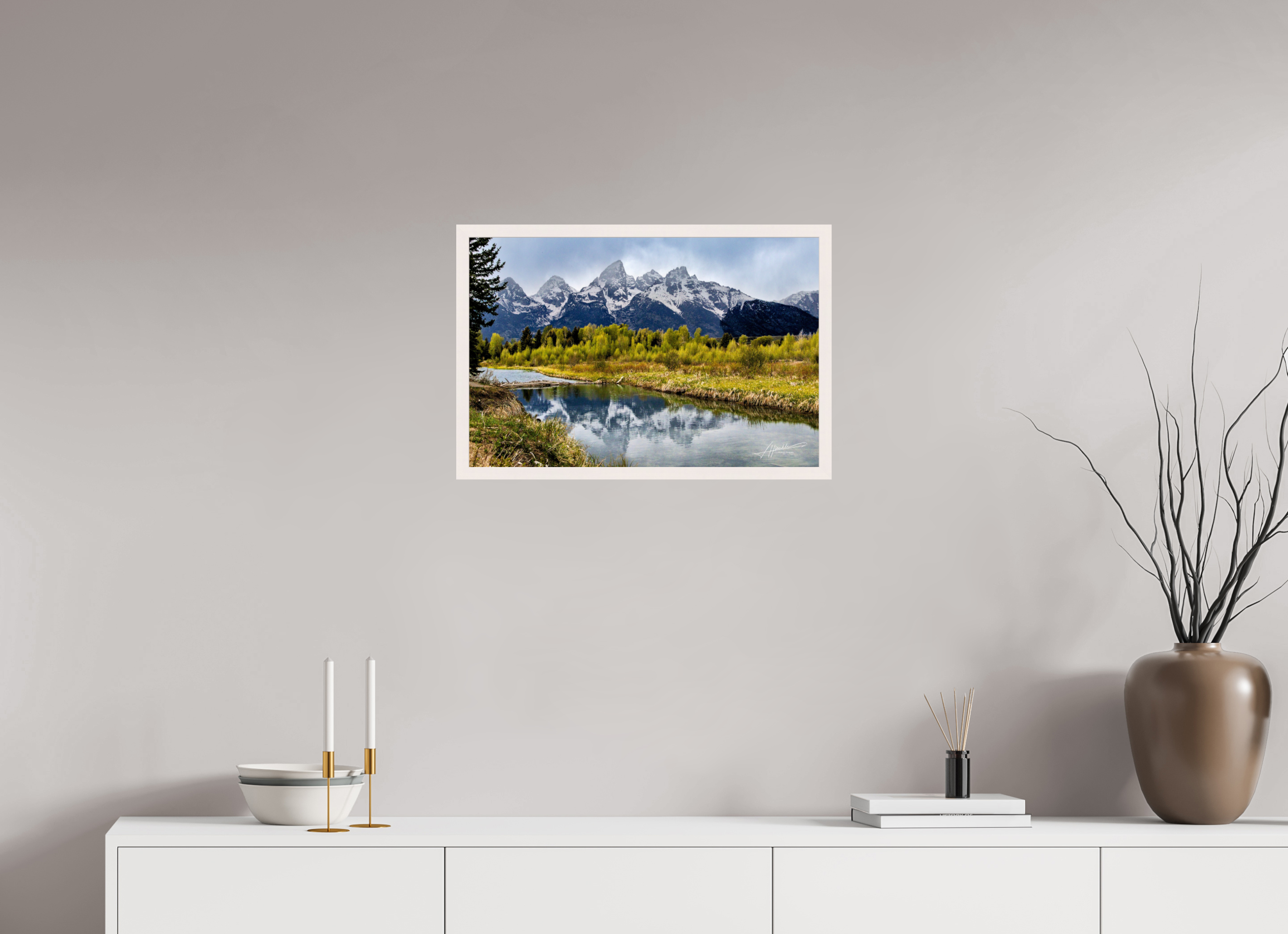 24 x 16″, Gallery Frame Reflecting Peaks