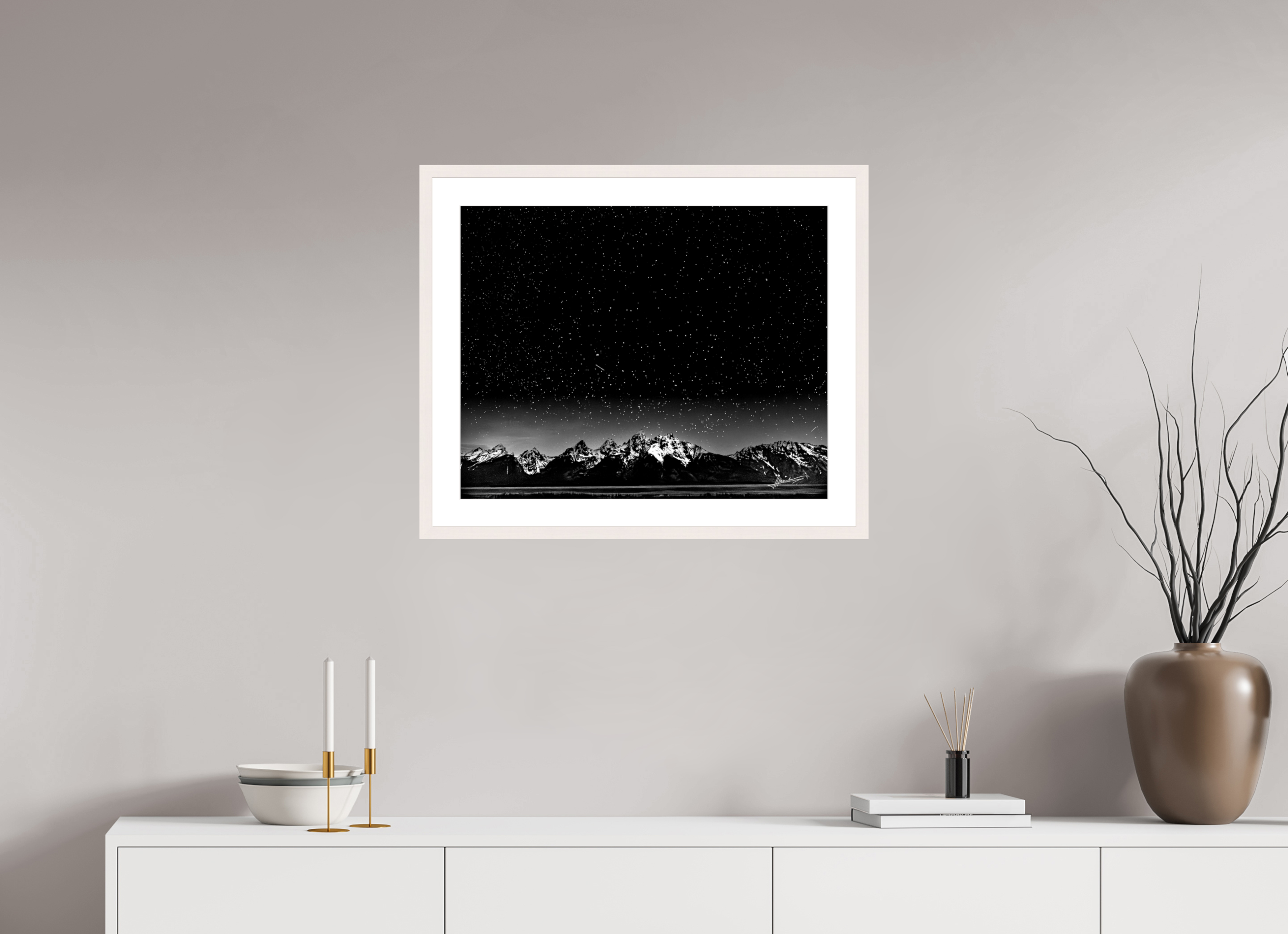 25 x 20″, Solid Wood Frame with Passe-partout Midnight in the Rockies