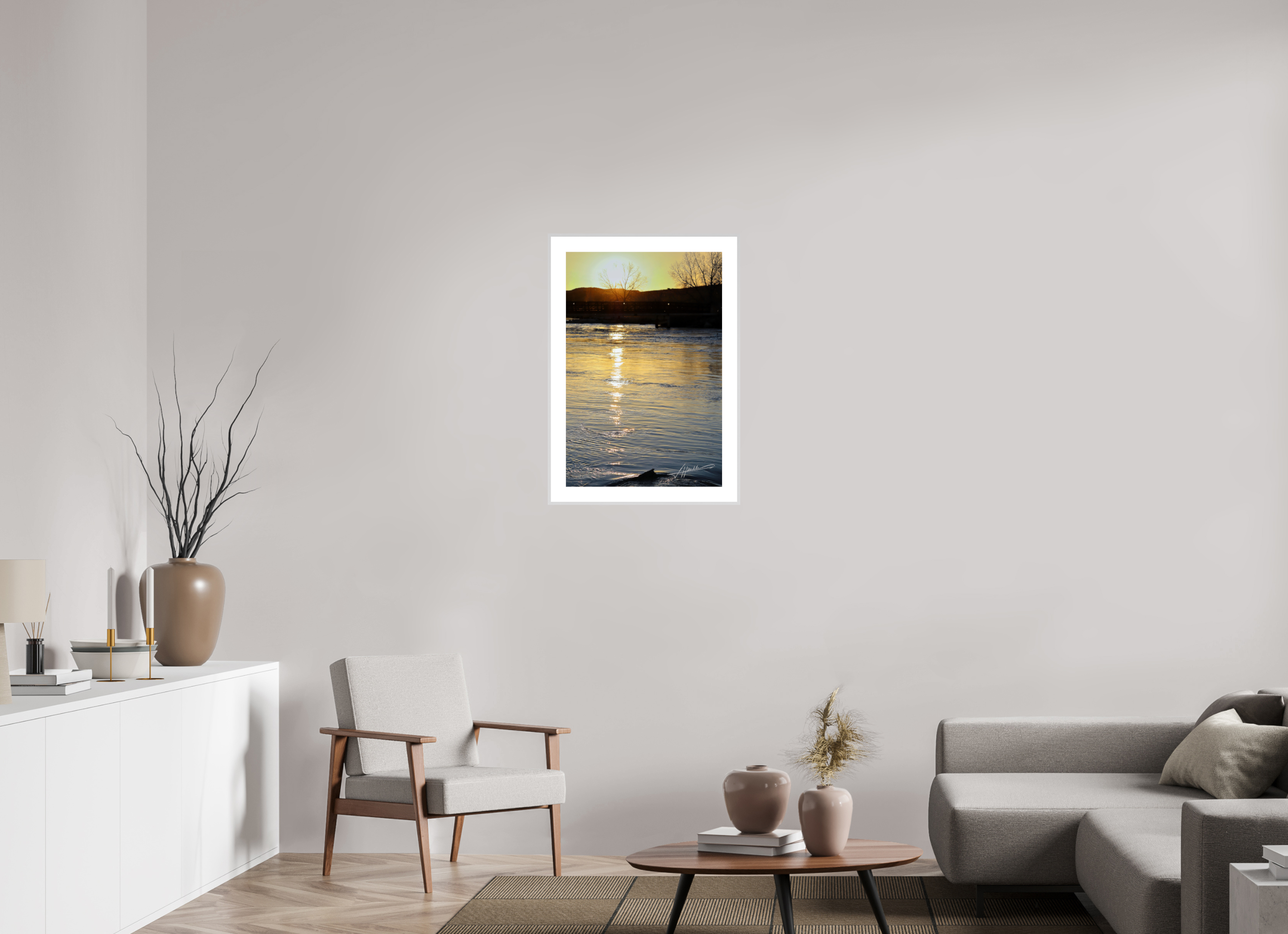 20 x 30″, Changeable Magnetic Frame Sunset on the River