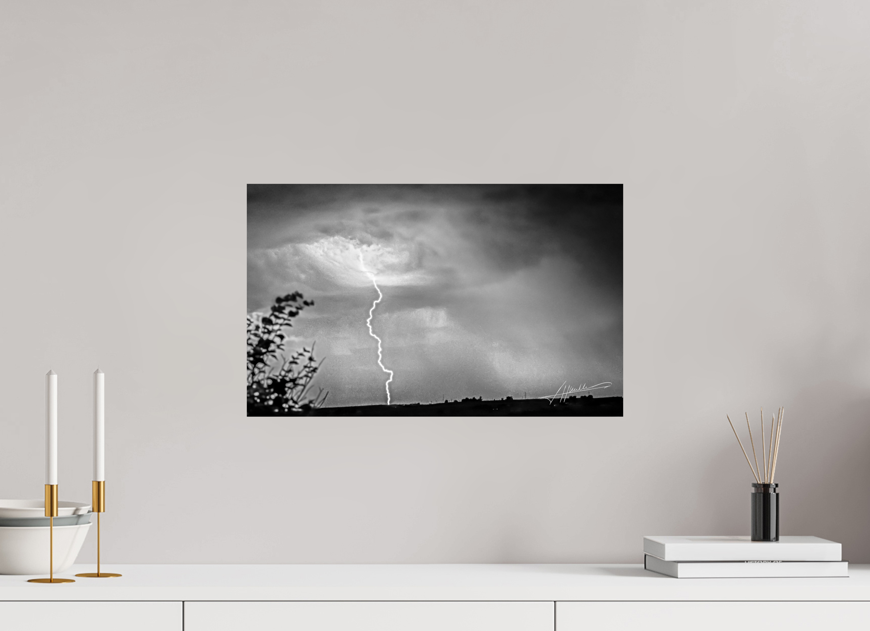 19.4 x 12″, Photo Print On Ilford Baryta Paper Lightning Strike