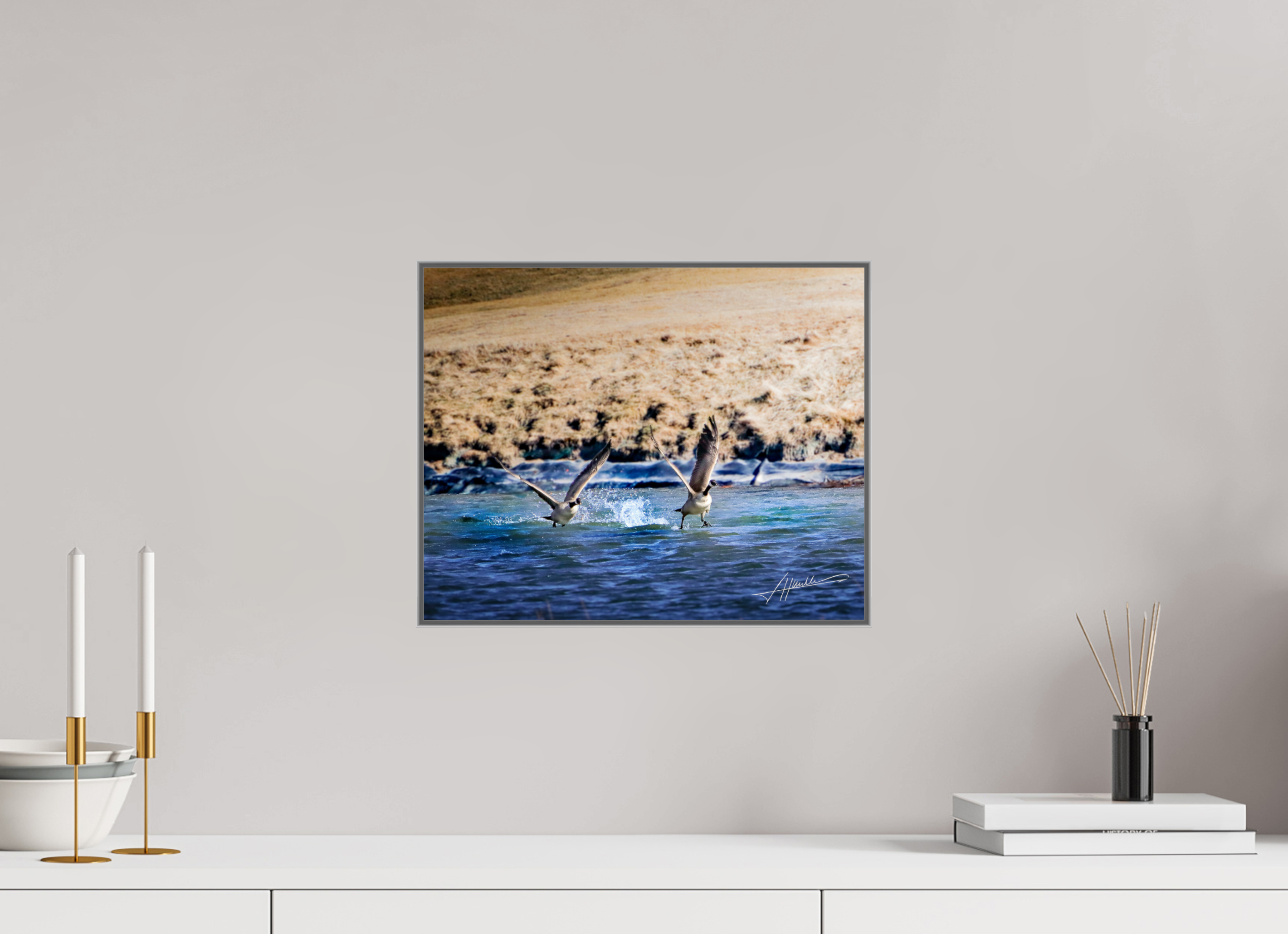 15 x 12″, Aluminum ArtBox Geese Taking Flight