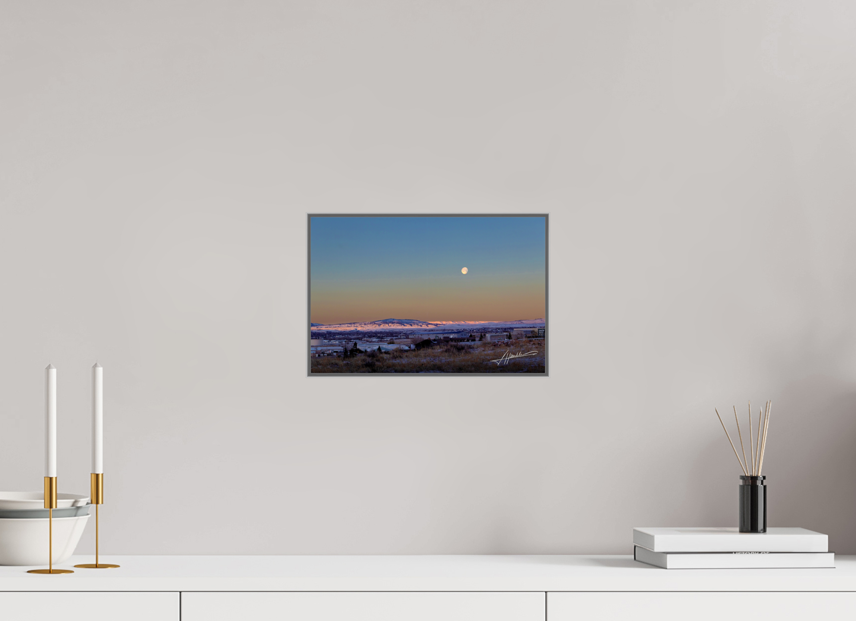 12 x 8″, Aluminum ArtBox Full Moon at Sunrise