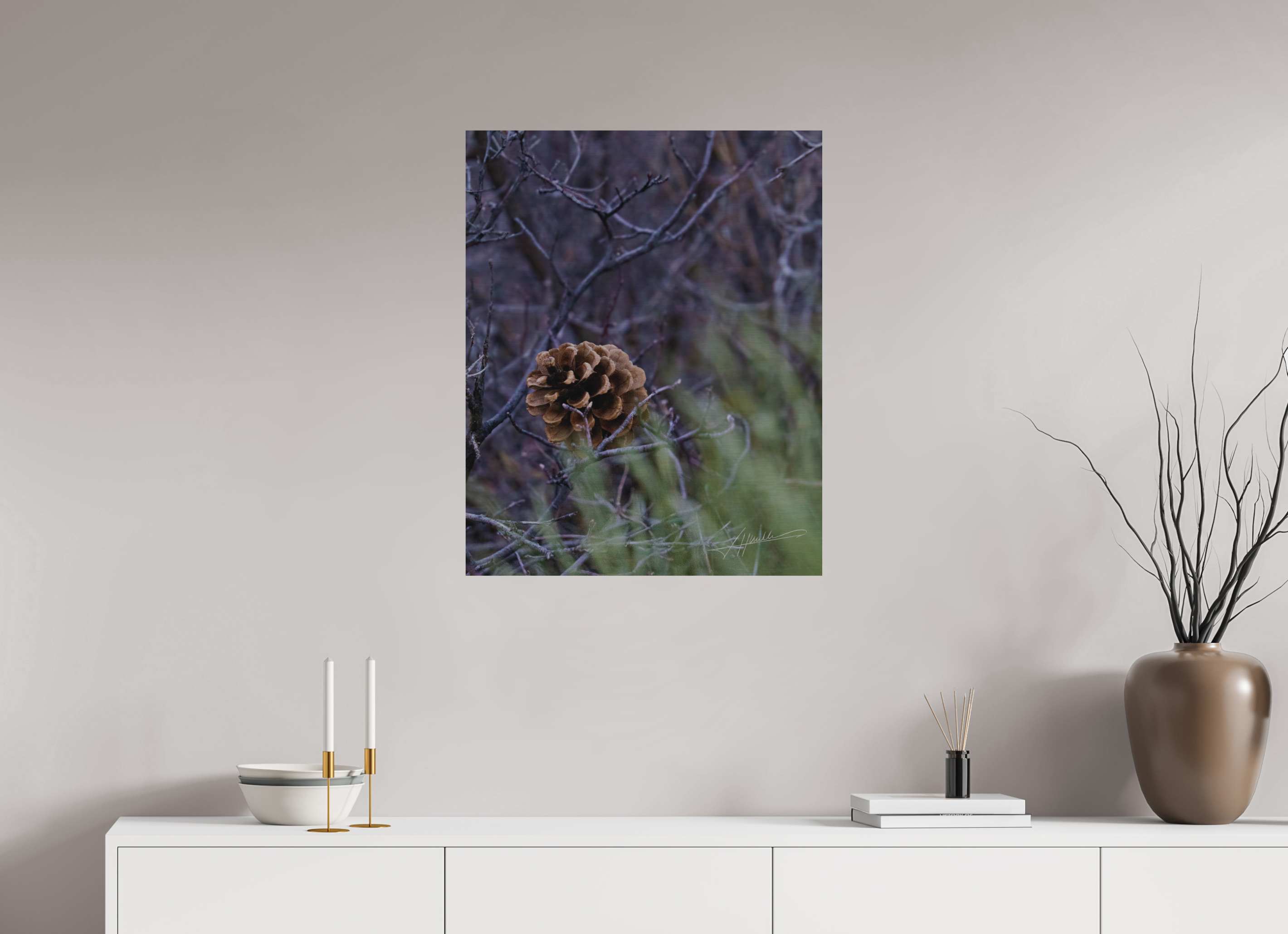 24 x 30″, Direct Brushed Aluminum Mountain Pinecone