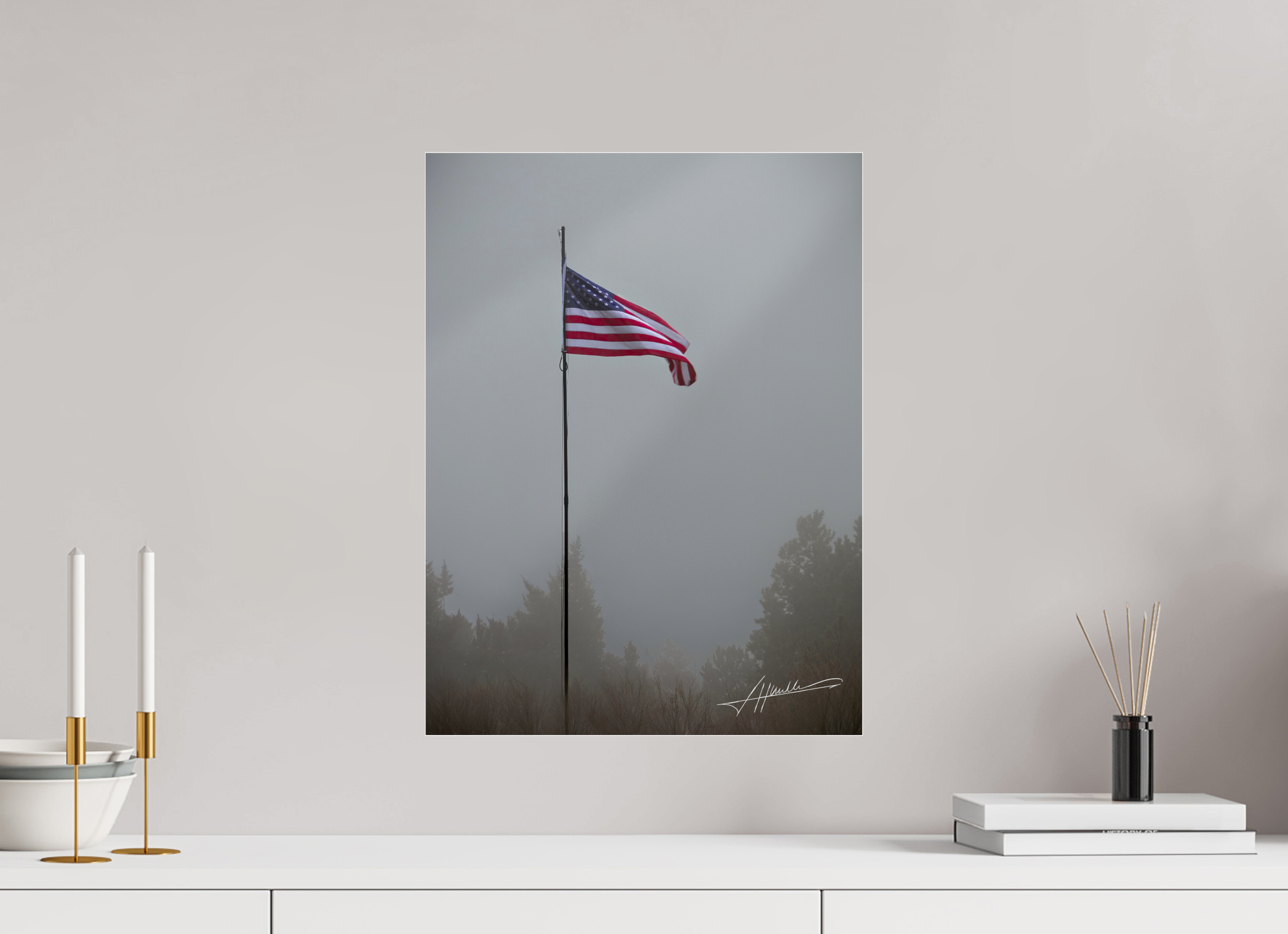 15 x 20″, Metallic Under Acrylic Flag in the Breeze