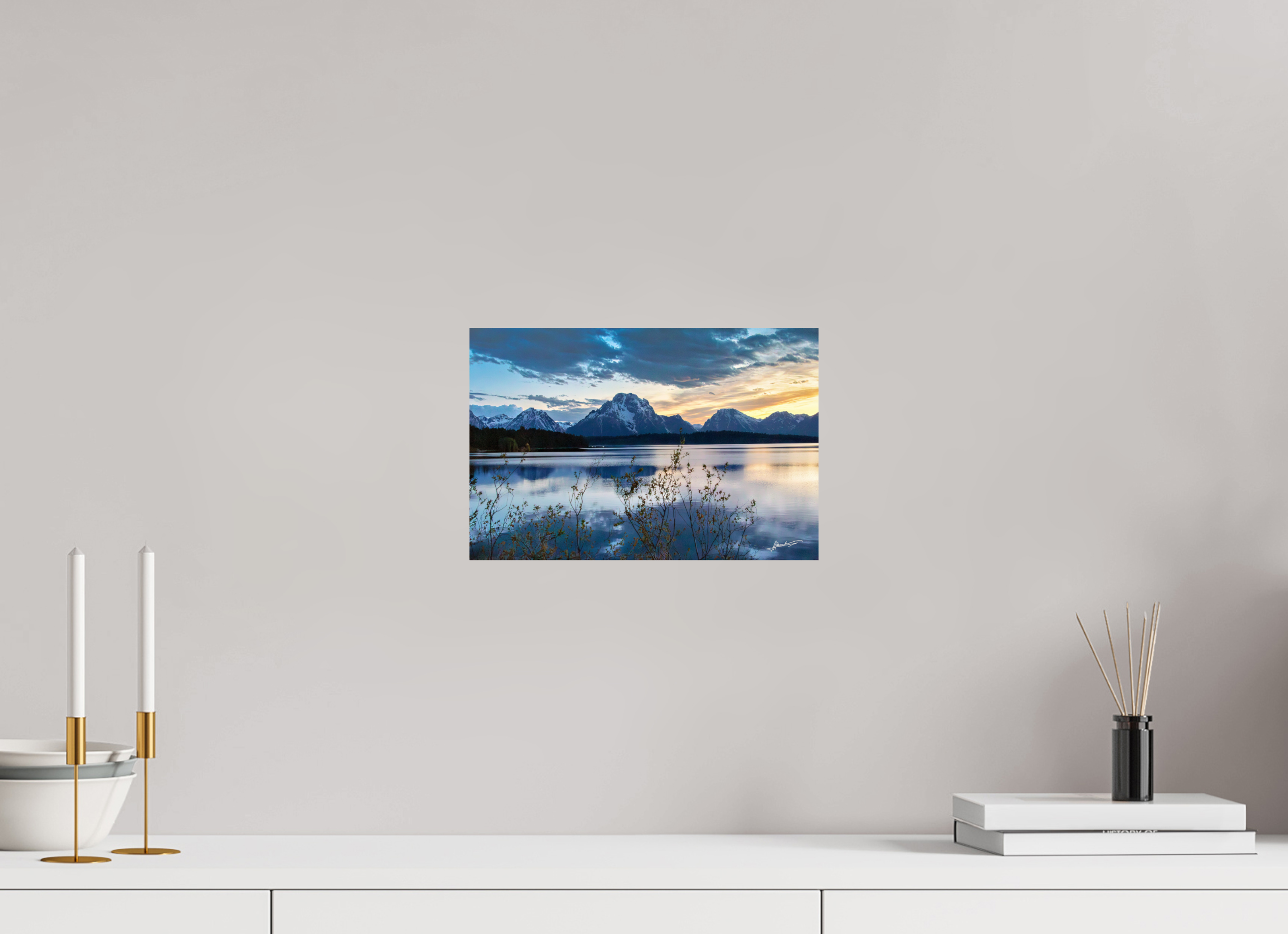 12 x 8″, ChromaLuxe HD Metal Sunset on Jackson Lake