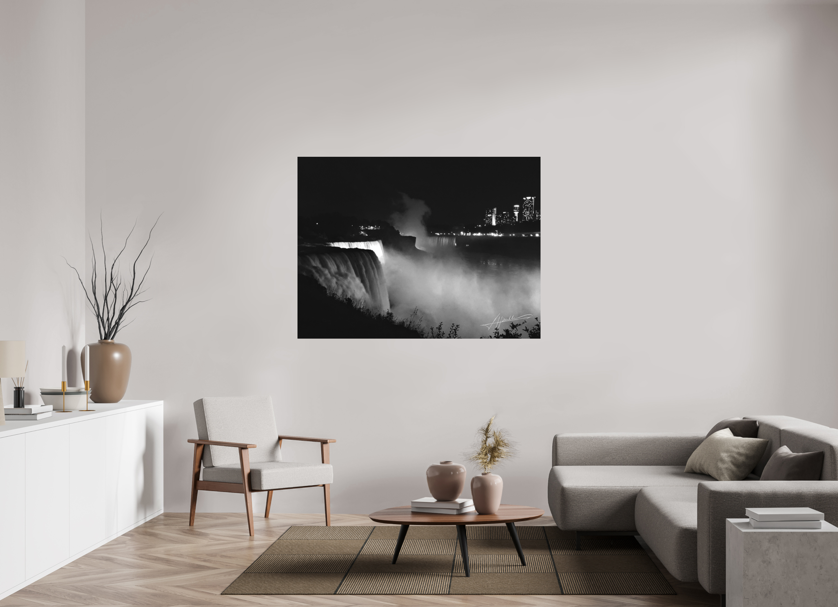 60 x 45″, Ilford BW Acrylic A Night at Niagara