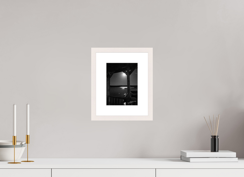 6 x 8″, Solid Wood Frame with Passe-partout A Night on the Water