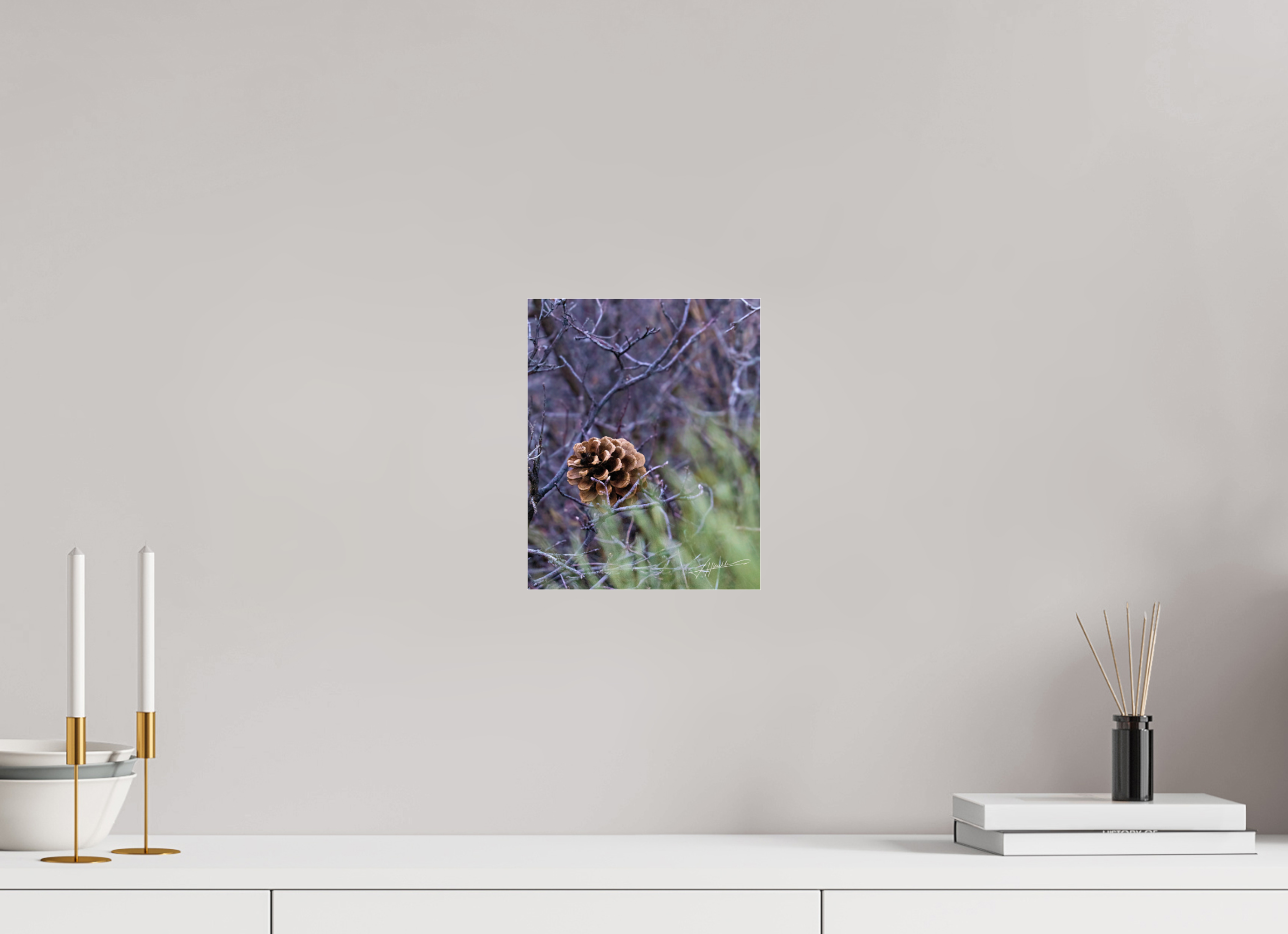 8 x 10″, Metallic Under Acrylic Mountain Pinecone