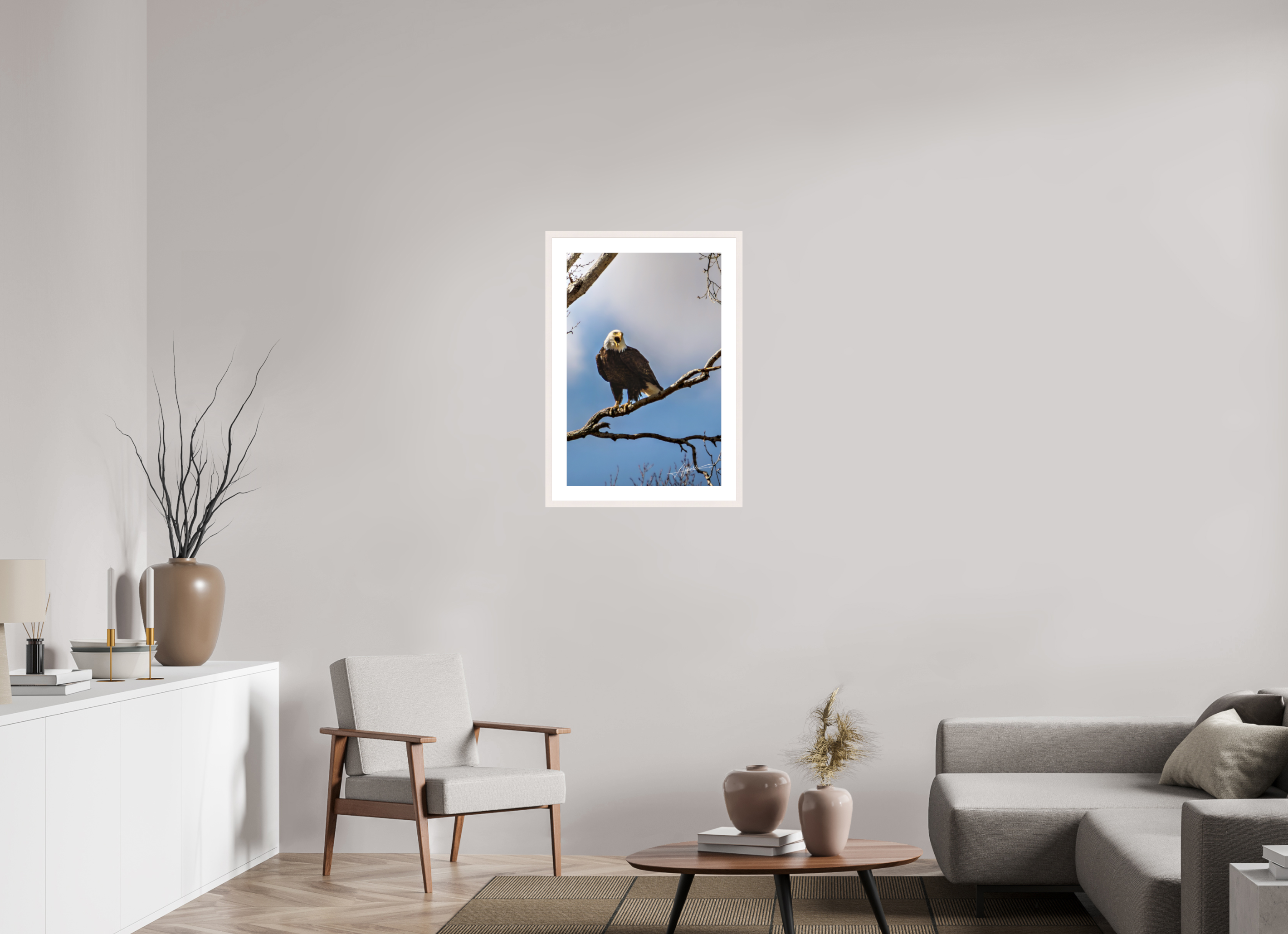 20 x 30″, Solid Wood Frame with Passe-partout The Eagle's Call