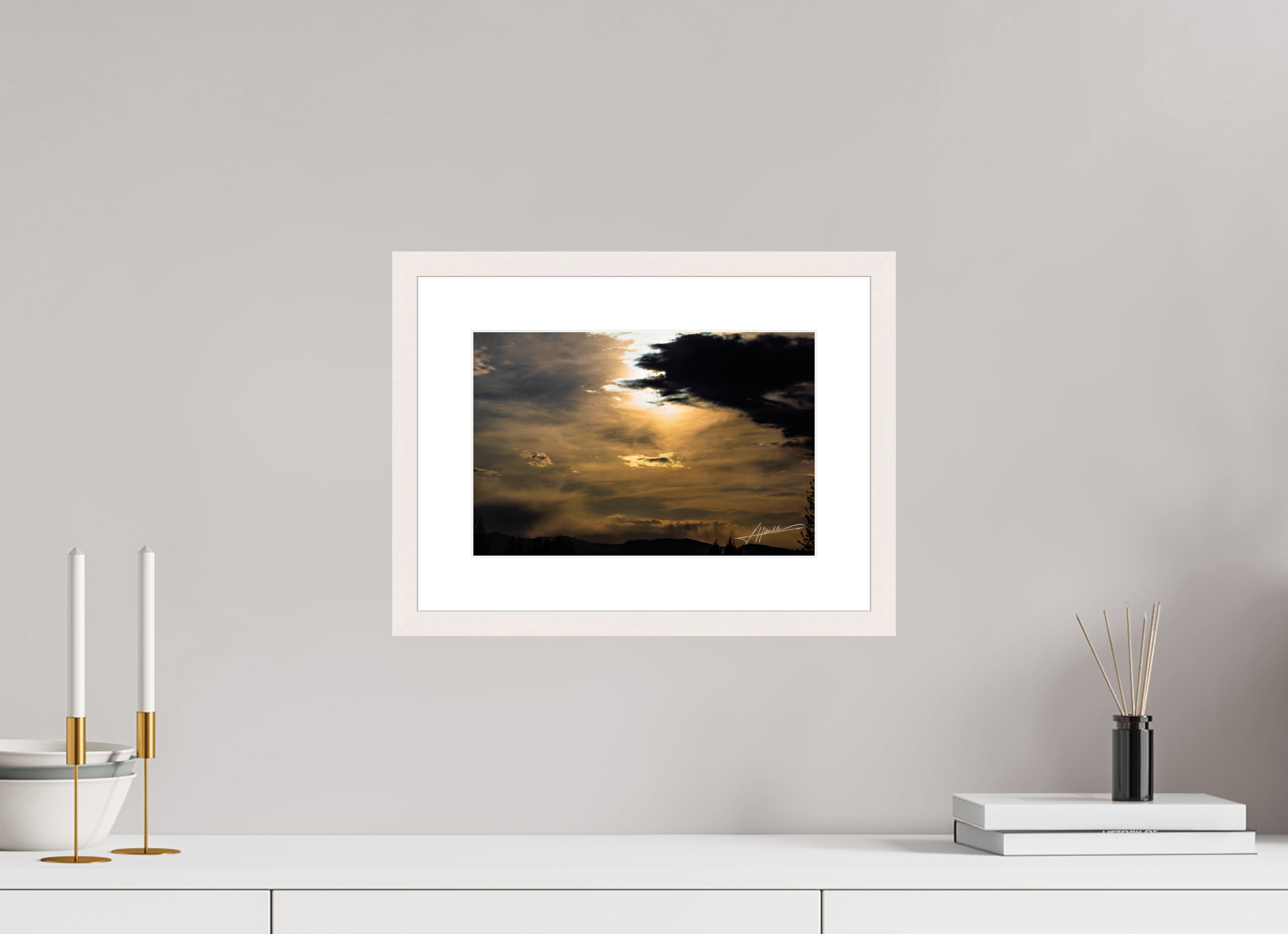 12 x 8″, Solid Wood Frame with Passe-partout Silver Lining