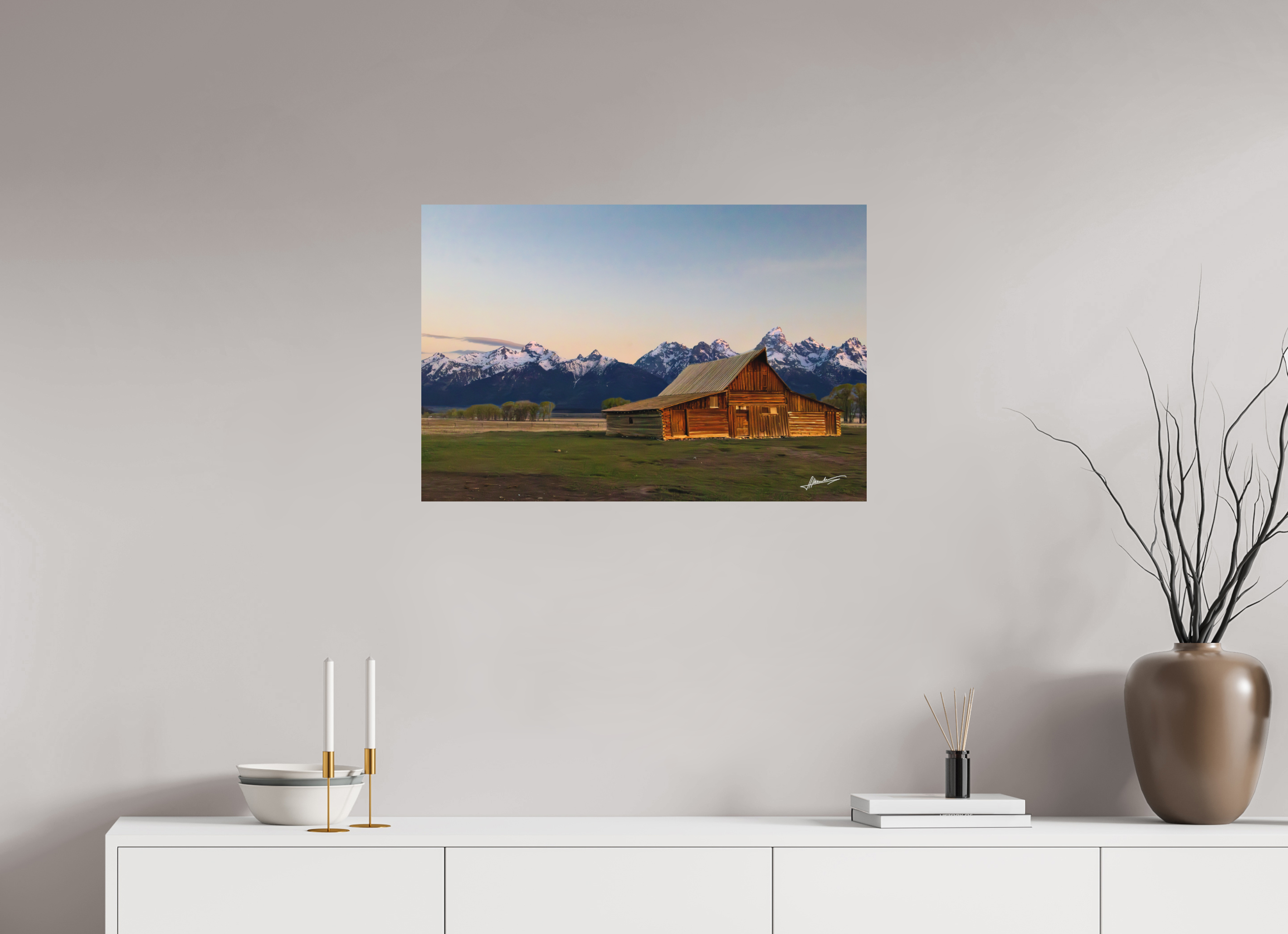 30 x 20″, Metal Dibond Sunrise on the T.A. Barn