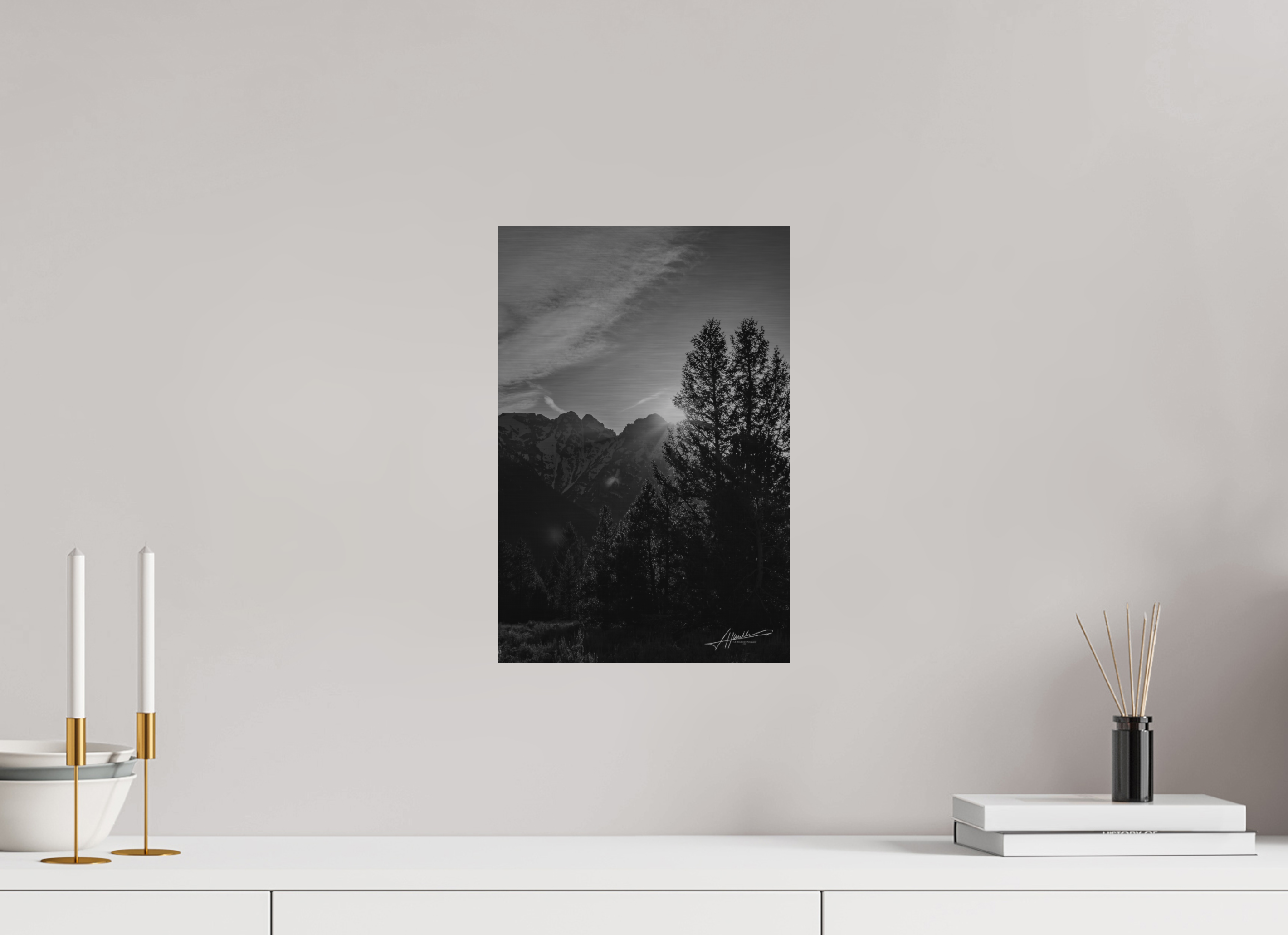 10 x 15″, Direct Brushed Aluminum B/W Peaks